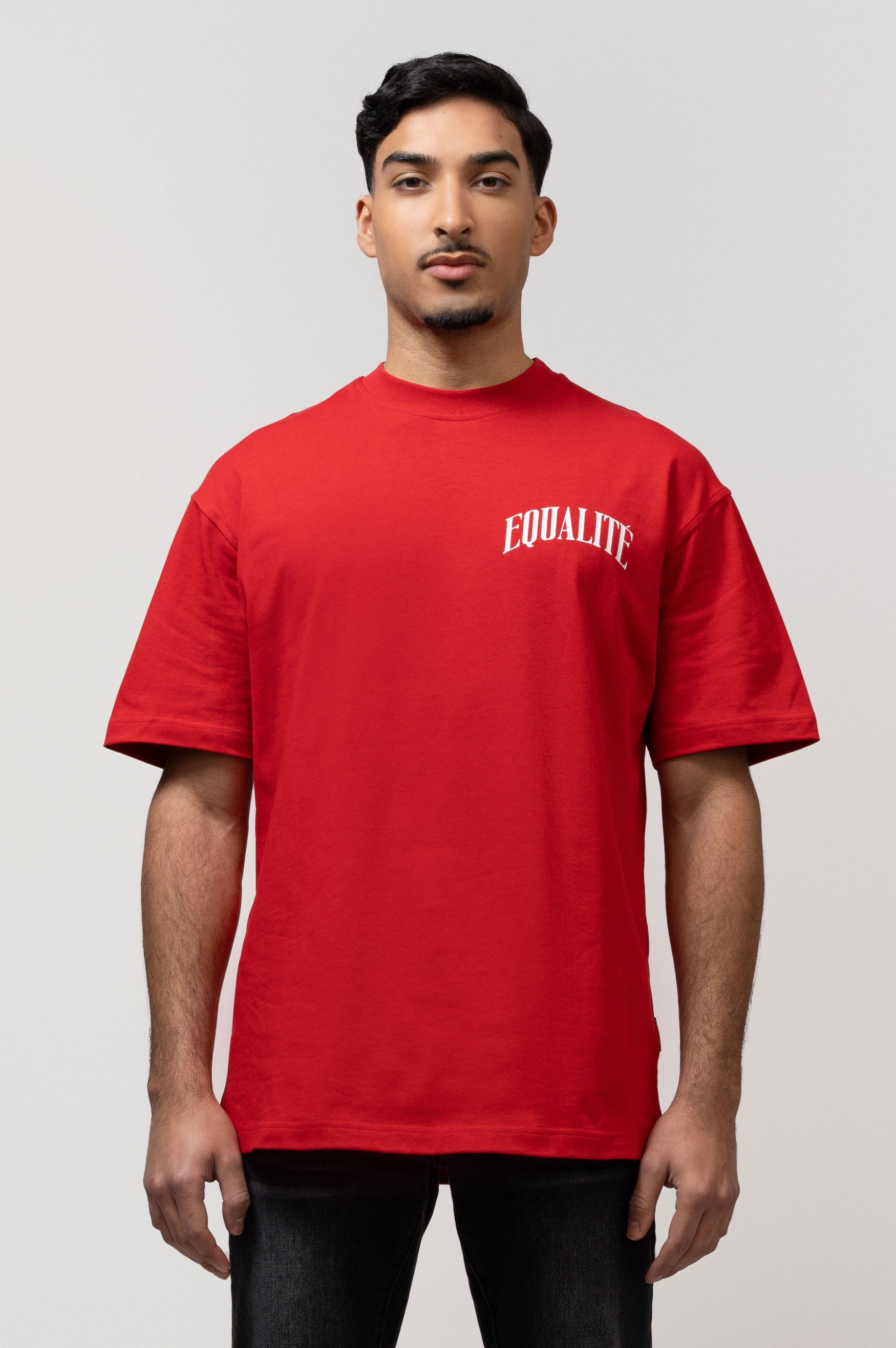 OLIVER OVERSIZED TEE | RED & OFF WHITE