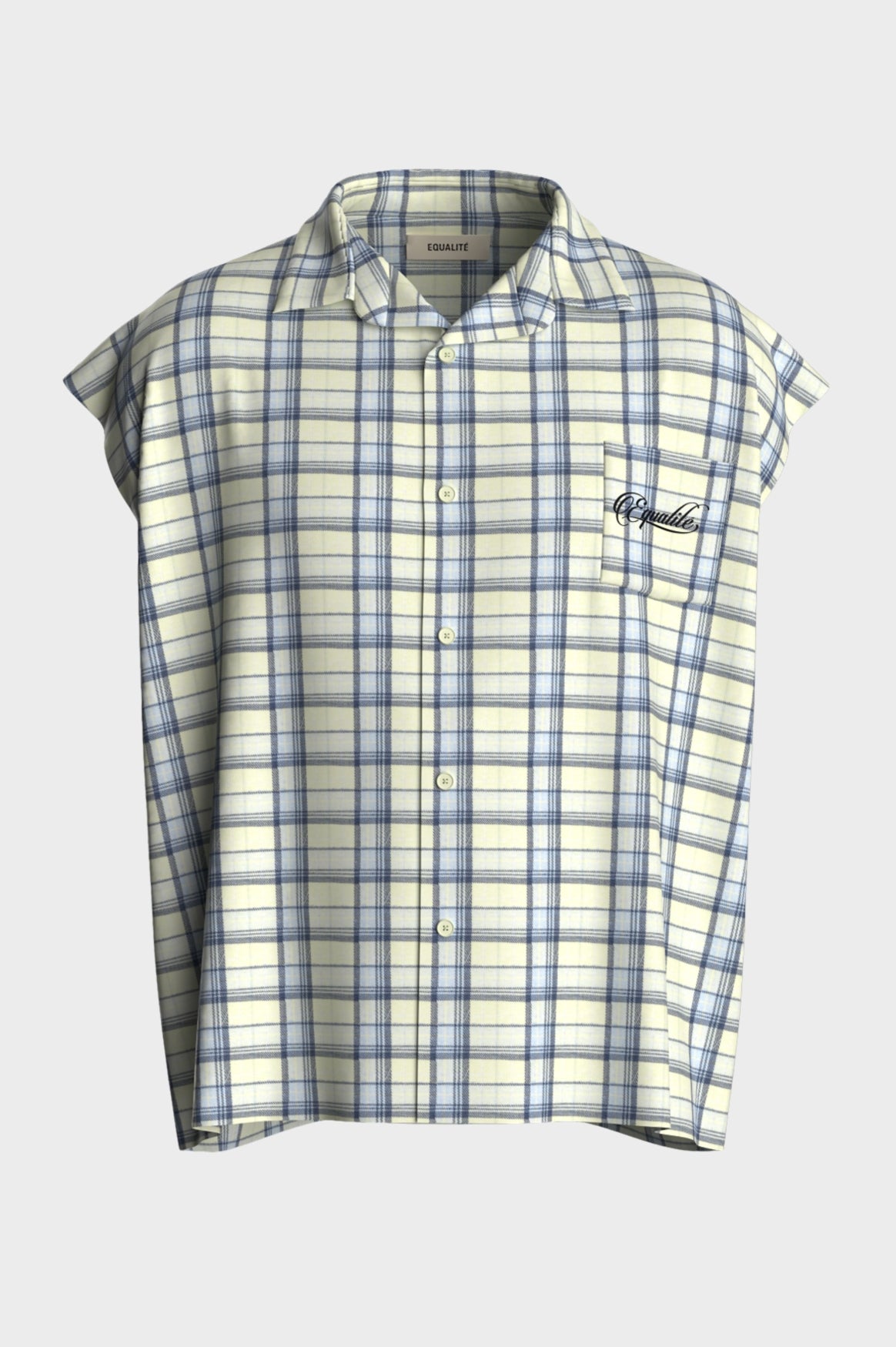FLANNEL TANK SHIRT | SOFT YELLOW & LIGHT BLUE
