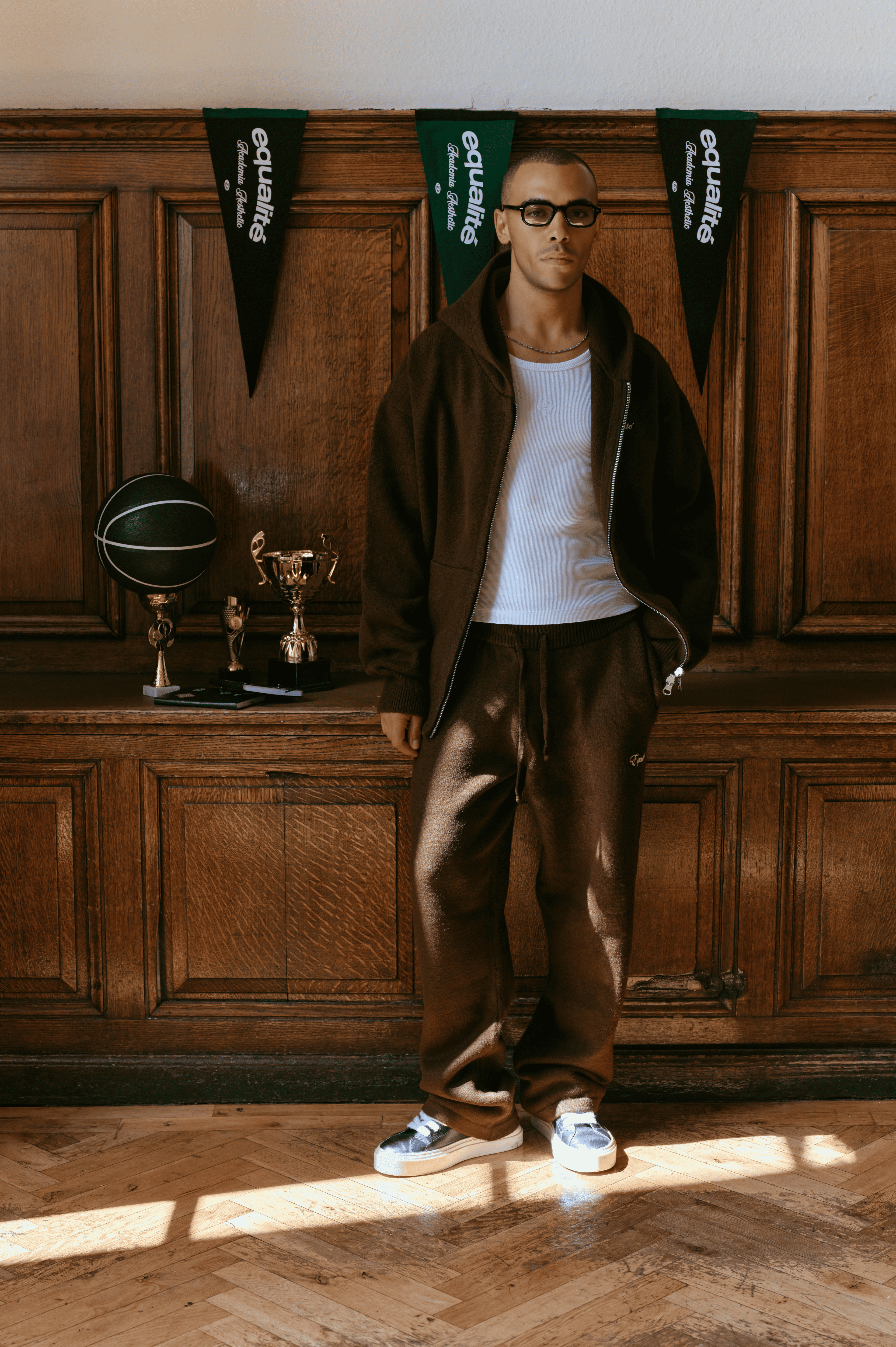 Fluffy Knit Full Zip Set | Brown