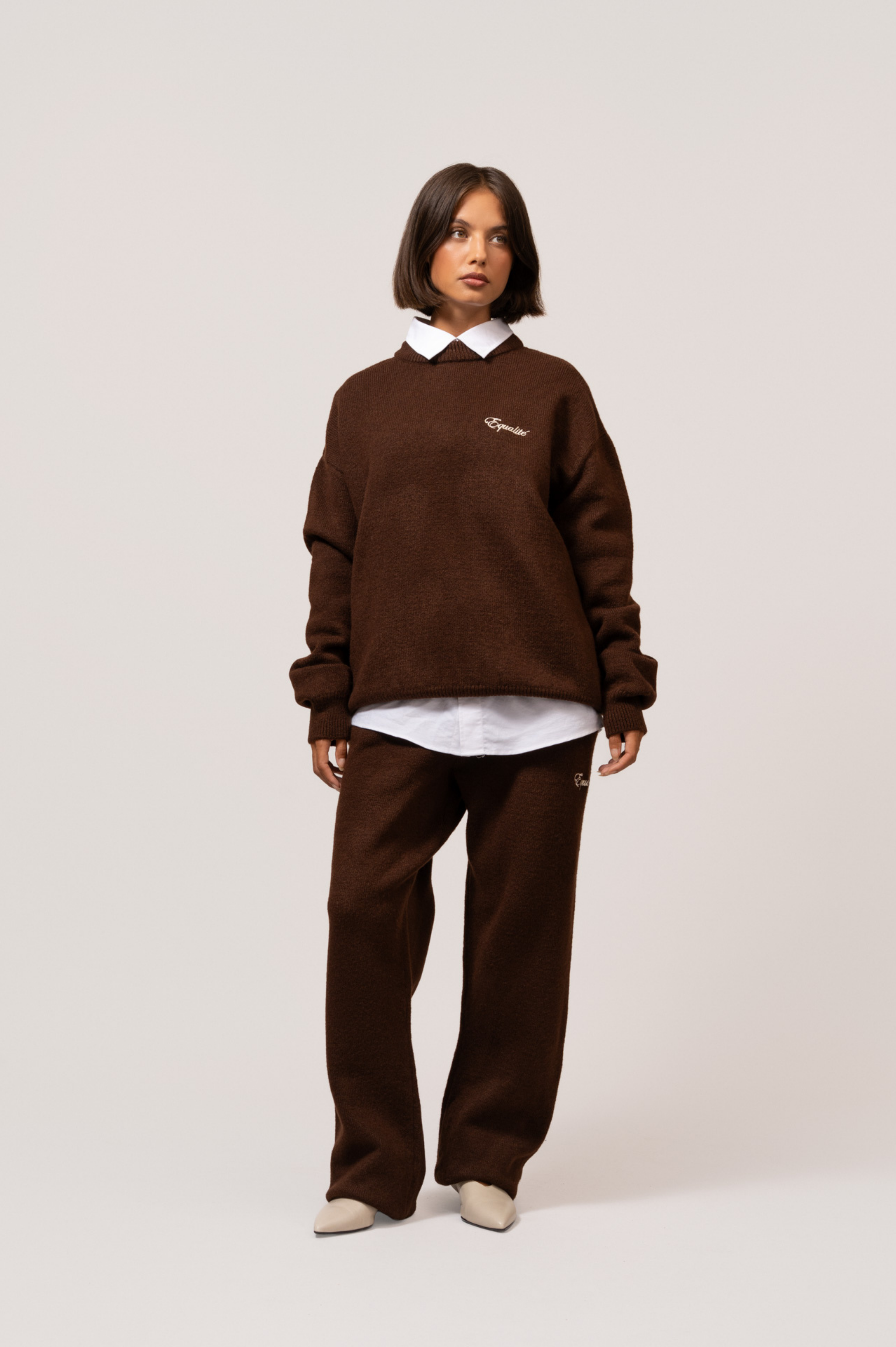Fluffy Knit Set | Brown