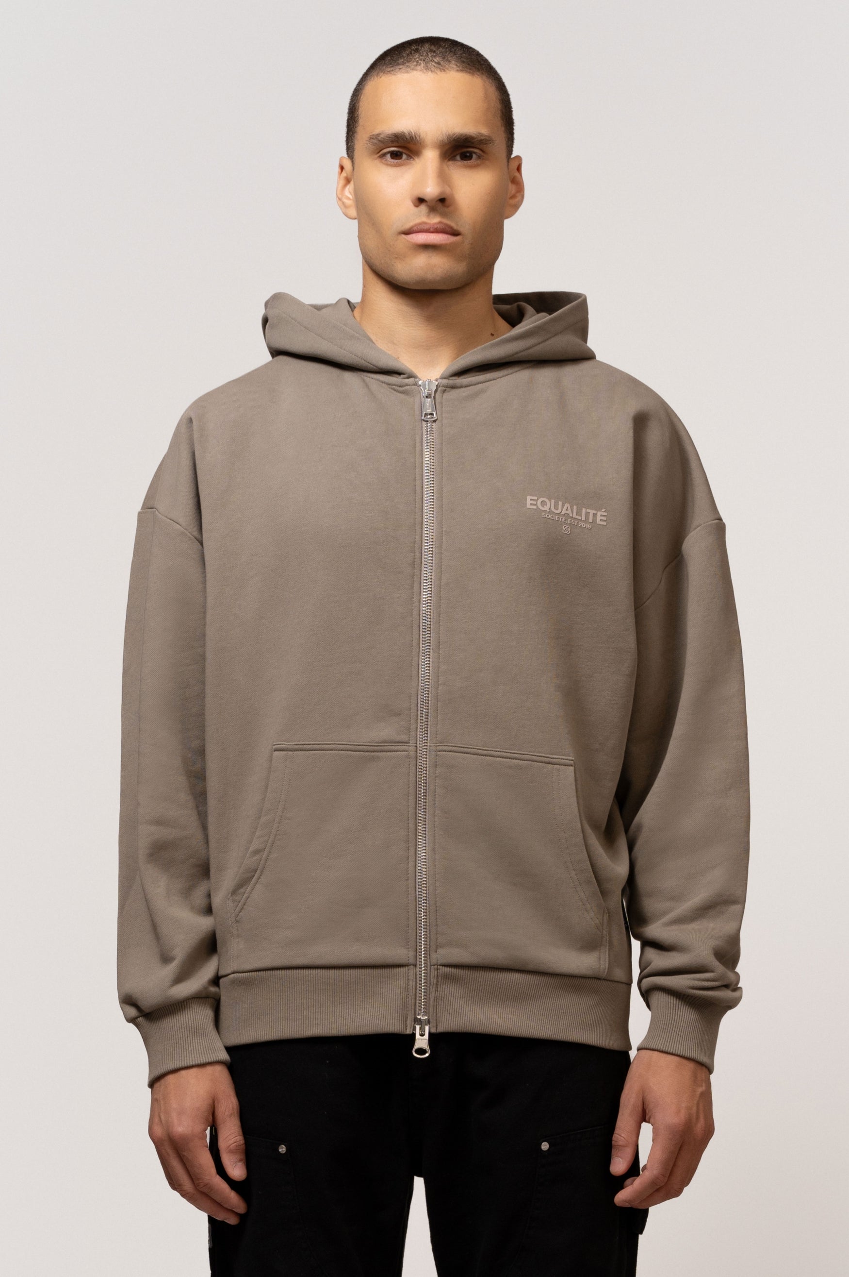 <tc>SOCIETÉ FULL ZIP HOODIE | TAUPE & TAUPE</tc>