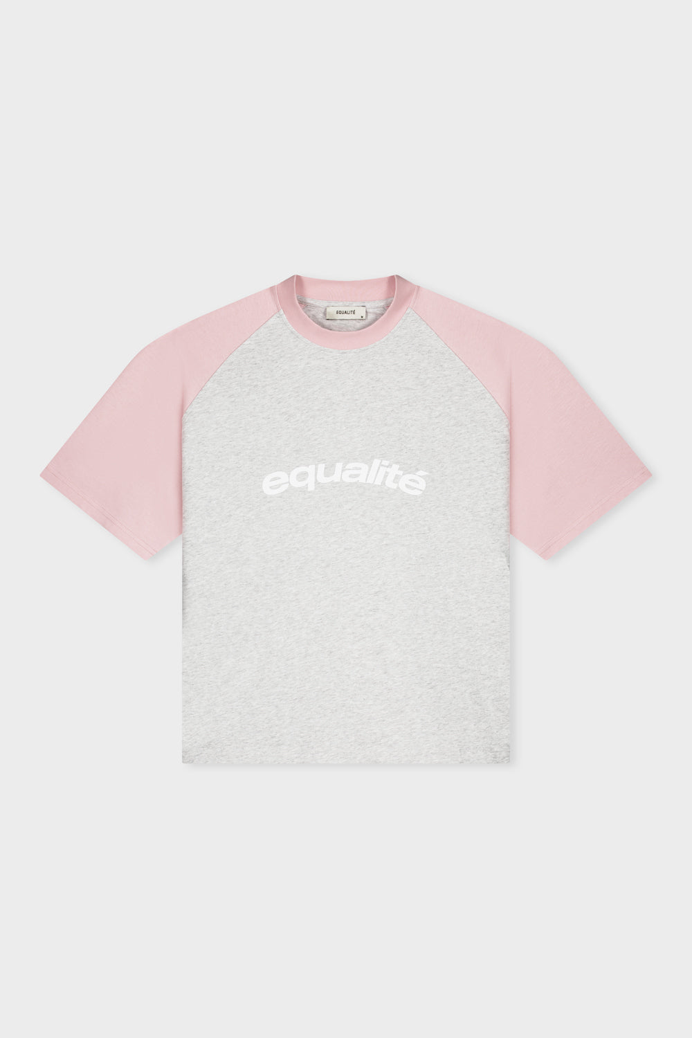 CELESTE RAGLAN BOXY TEE | MELANGE GREY & SOFT PINK