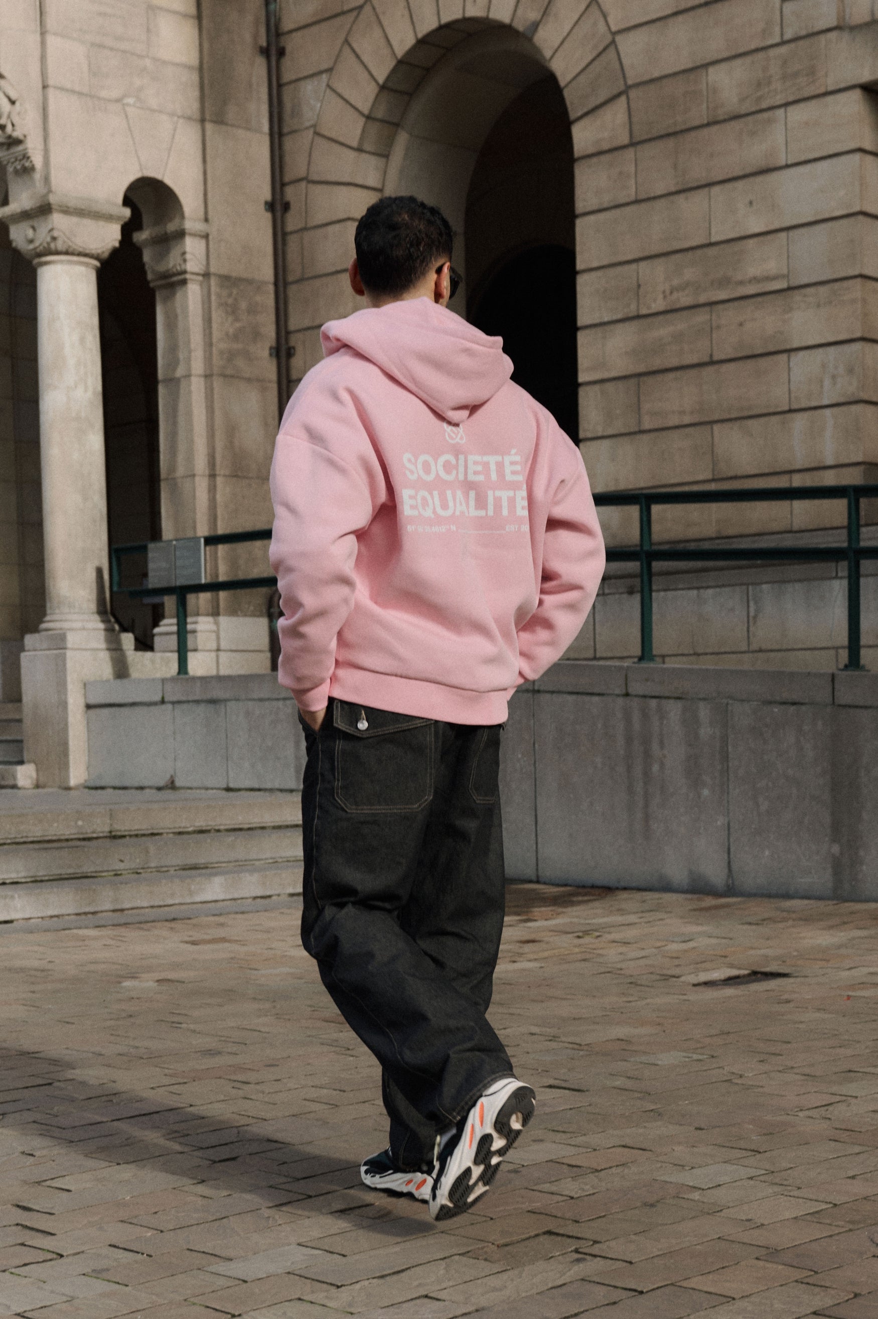 SOCIETÉ OVERSIZED FULL ZIP HOODIE | PINK & OFF WHITE