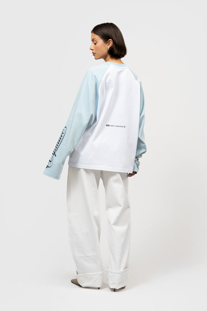 JETT RAGLAN LONGSLEEVE TEE | OFF-WHITE & LIGHT BLUE