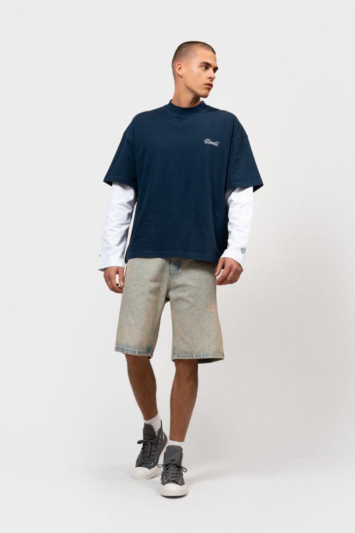 NICO DOUBLE LAYER LONGSLEEVE TEE | WASHED NAVY