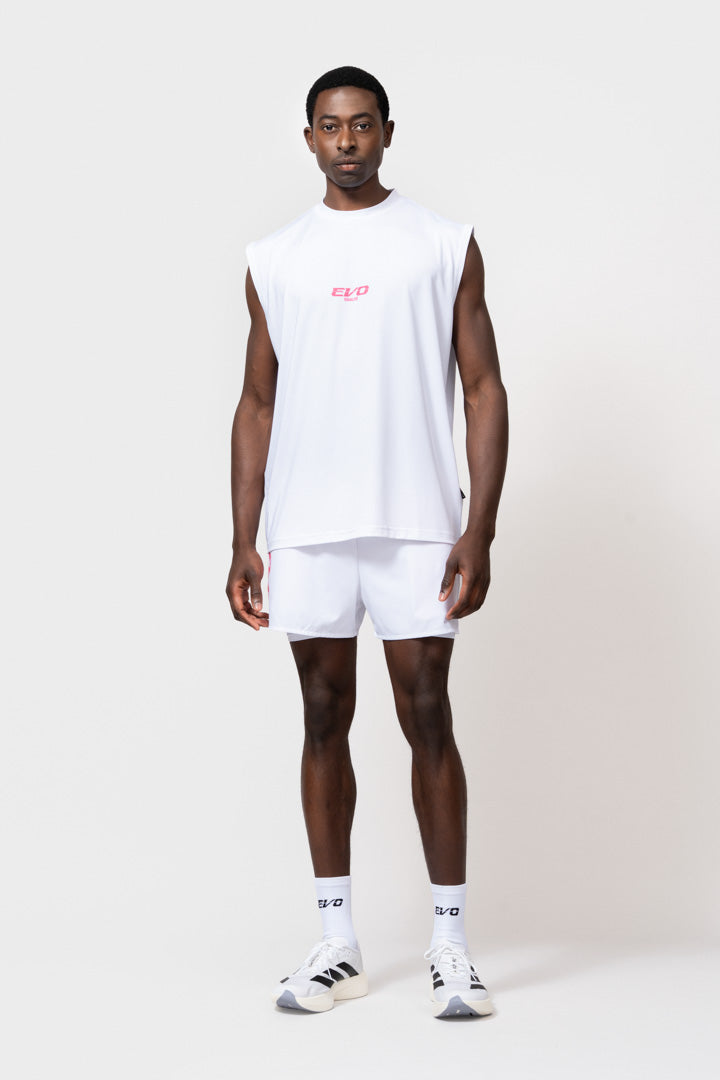 EVO OVERSIZED TANK TOP | WHITE & PINK