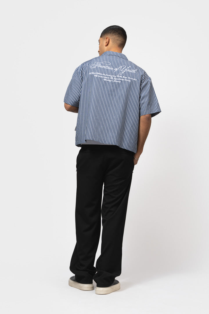 SKY BOXY SHIRT | STRIPED NAVY