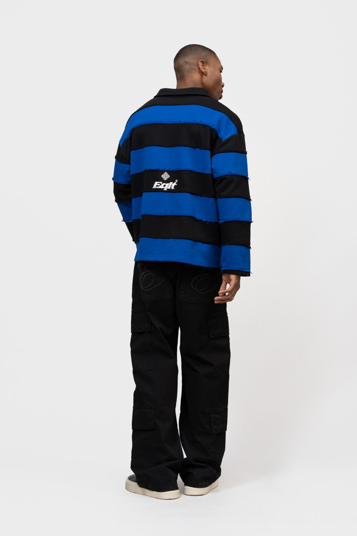 STRIPE JERSEY POLO | BLACK & BLUE