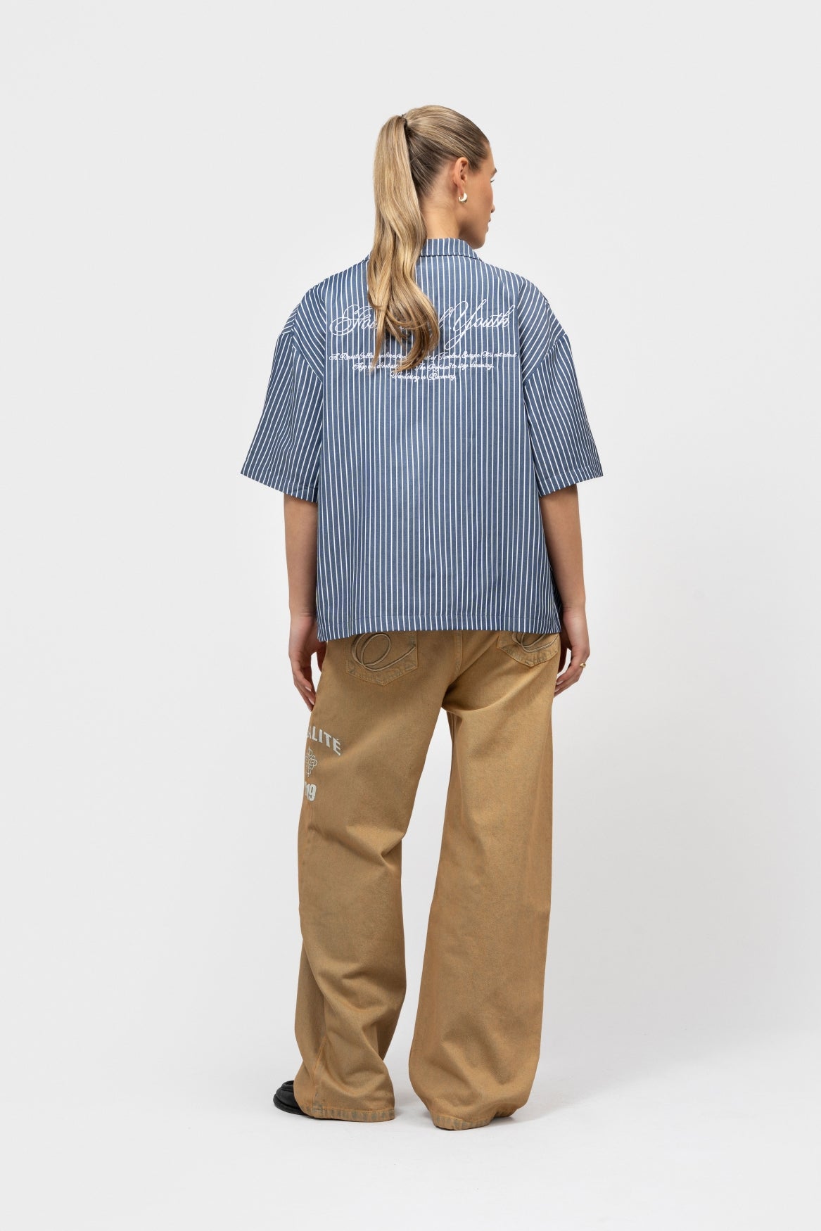 SKY BOXY SHIRT | STRIPED NAVY