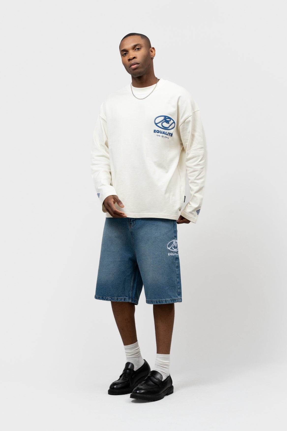 ARID OVERSIZED LONGSLEEVE TEE | OFF-WHITE & BLUE