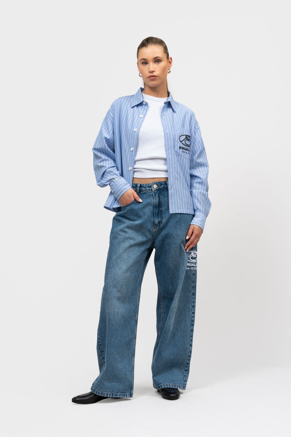 ARID BOXY LONGSLEEVE SHIRT | STRIPED BLUE