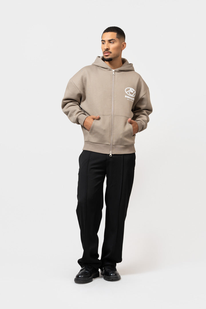 ARID OVERSIZED FULL ZIP HOODIE | TAUPE