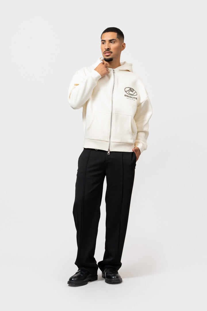 ARID OVERSIZED FULL ZIP HOODIE | OFF-WHITE & TAUPE