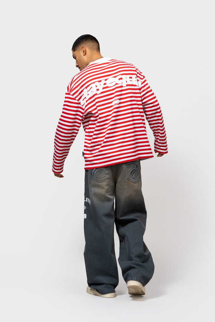 STRIPE LONGSLEEVE TEE | RED & WHITE