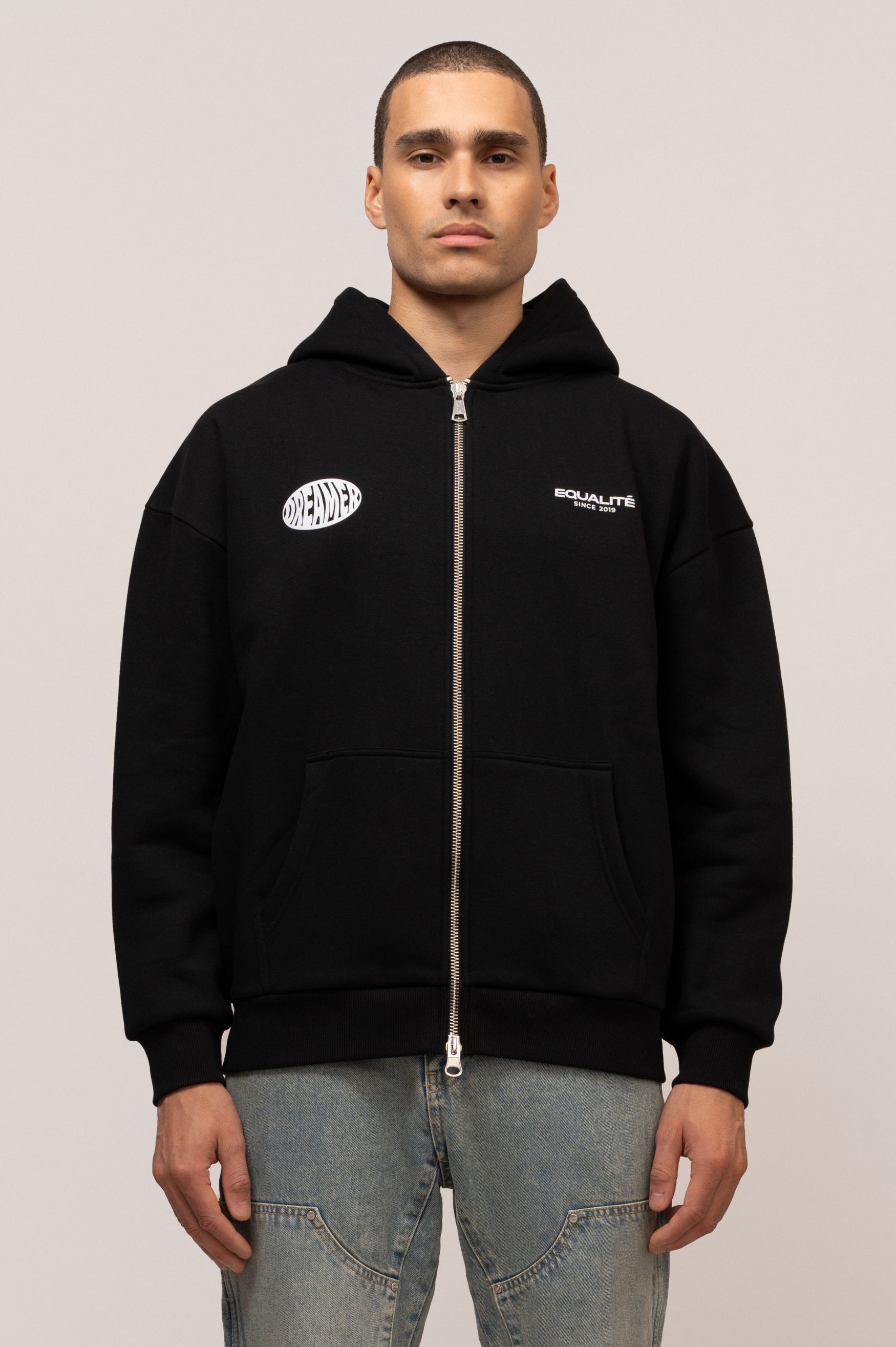 DREAMER OVERSIZED FULL ZIP HOODIE | BLACK