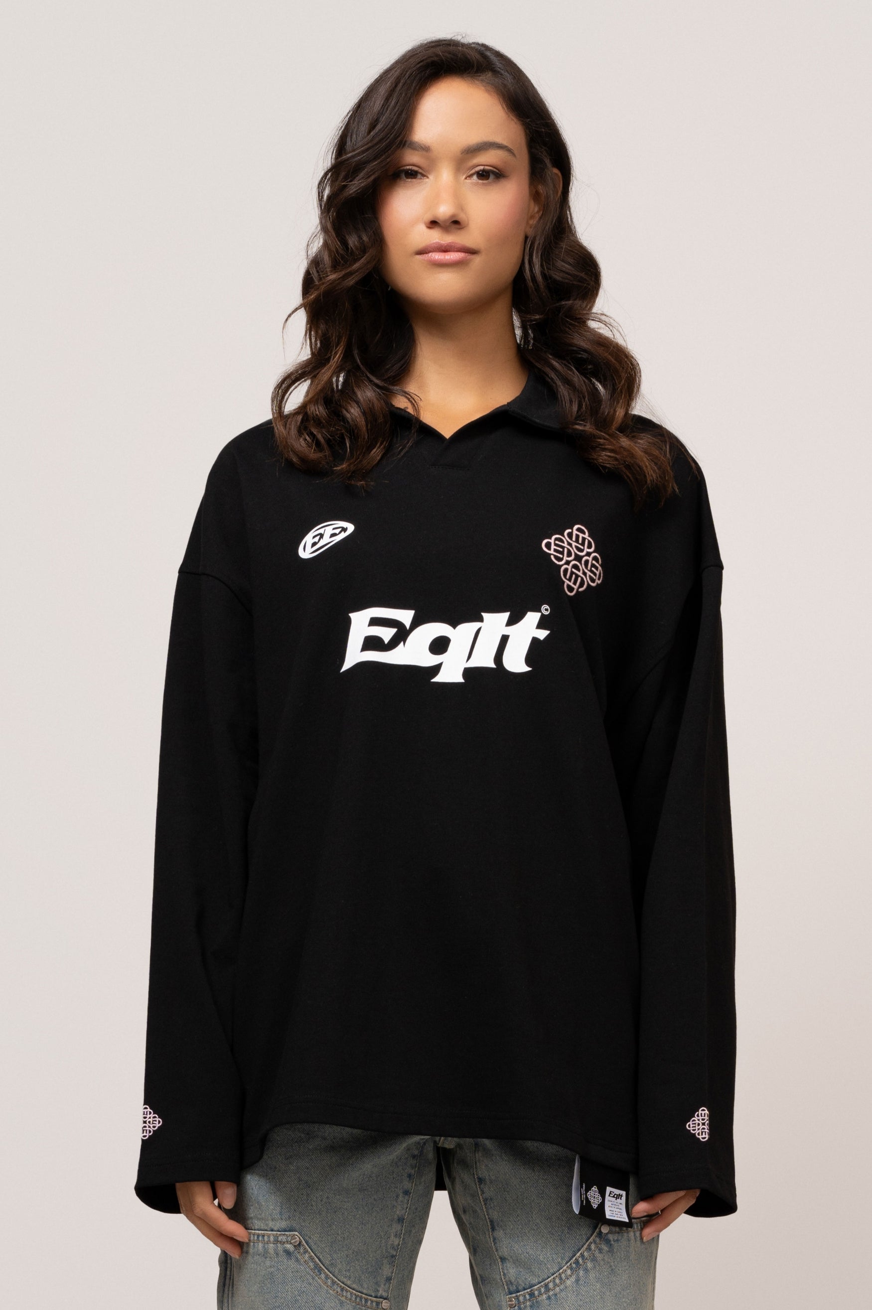 JERSEY LONG SLEEVE POLO | BLACK