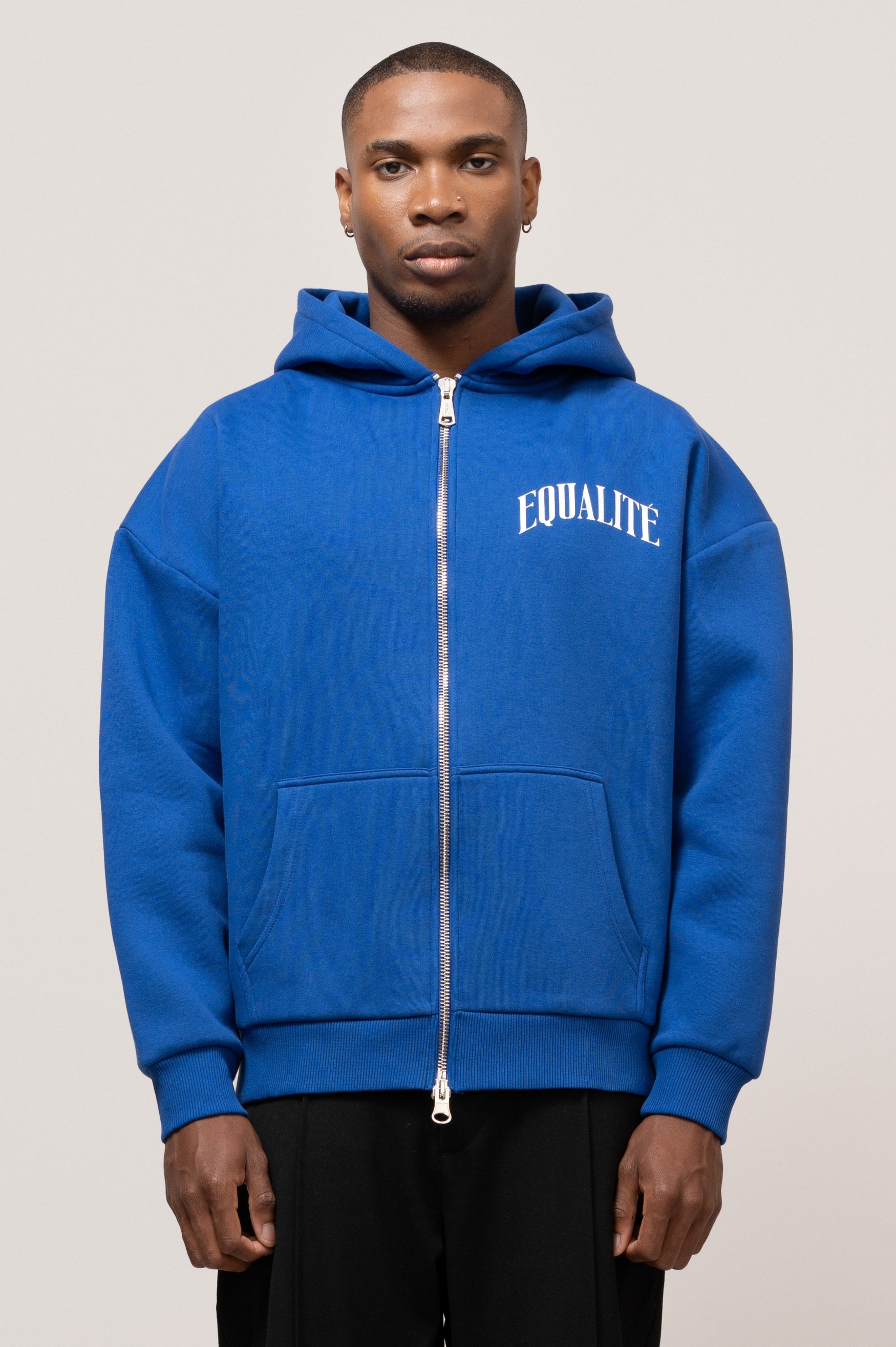 OLIVER OVERSIZED FULL ZIP HOODIE | BLUE & WHITE