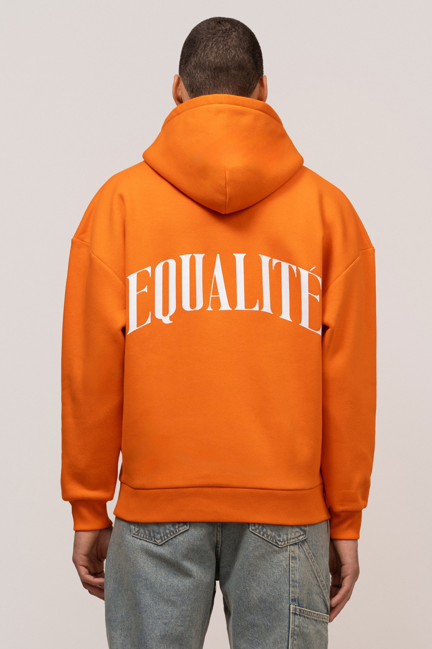 OLIVER OVERSIZED FULL ZIP HOODIE | ORANGE & WHITE