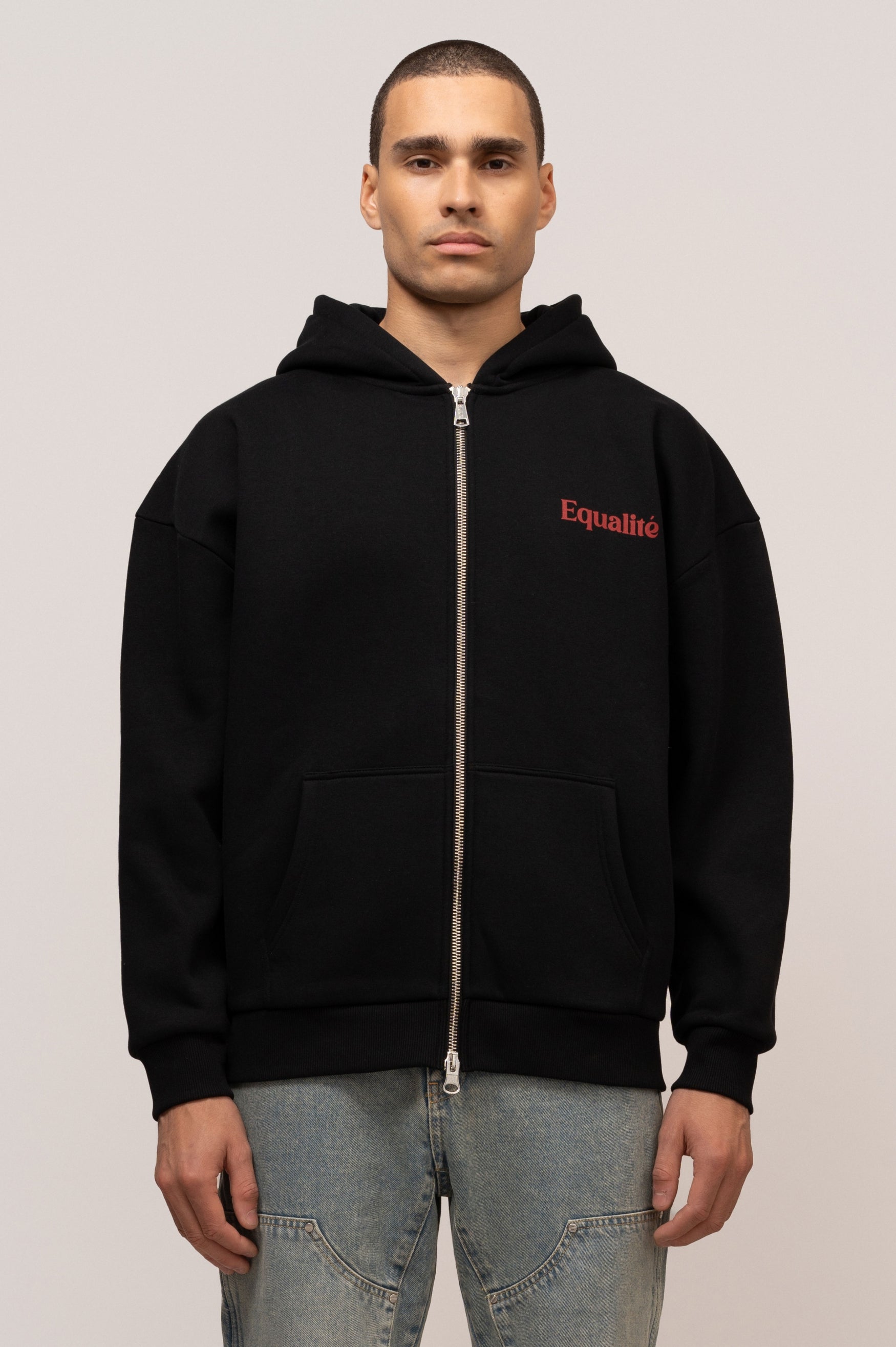 PAINTING EQLT OVERSIZED FULL ZIP HOODIE | BLACK