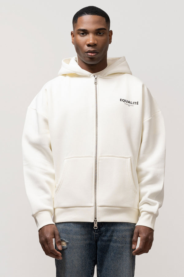 Piere Oversized Full Zip Hoodie Off White - Equalité