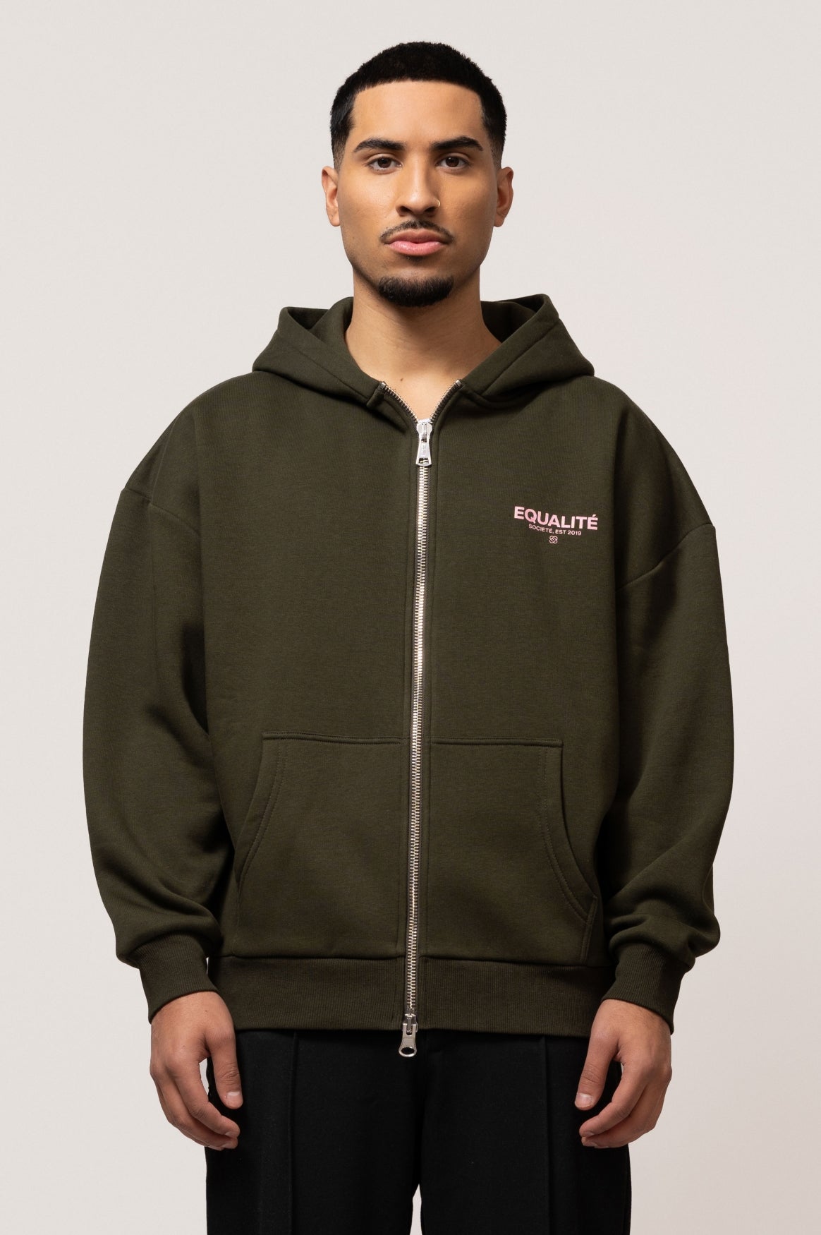 SOCIETÉ OVERSIZED FULL ZIP HOODIE | ARMY