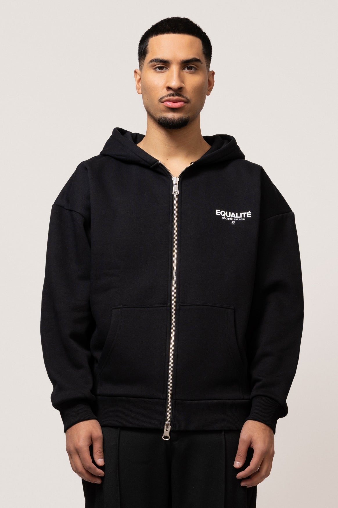 SOCIETÉ OVERSIZED FULL ZIP HOODIE | BLACK