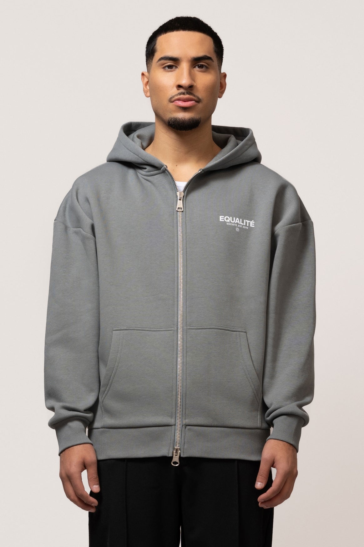 SOCIETÉ OVERSIZED FULL ZIP HOODIE | GREY