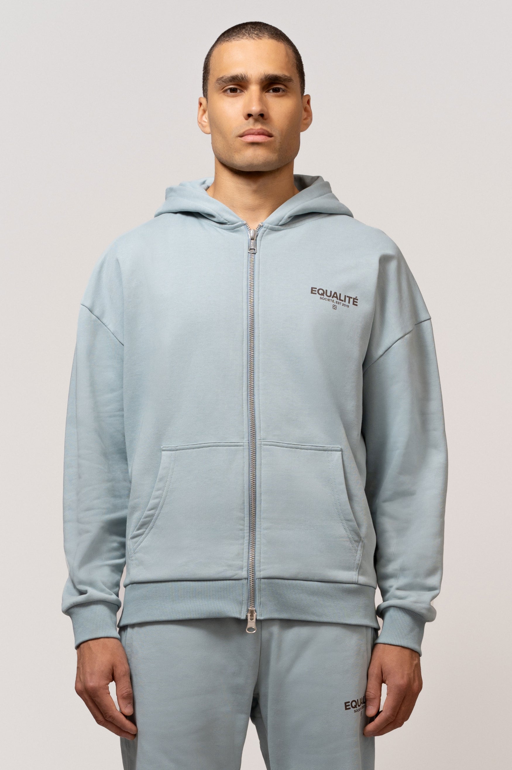 Societé übergroße Full Reißverschluss Hoodie | Hellblau