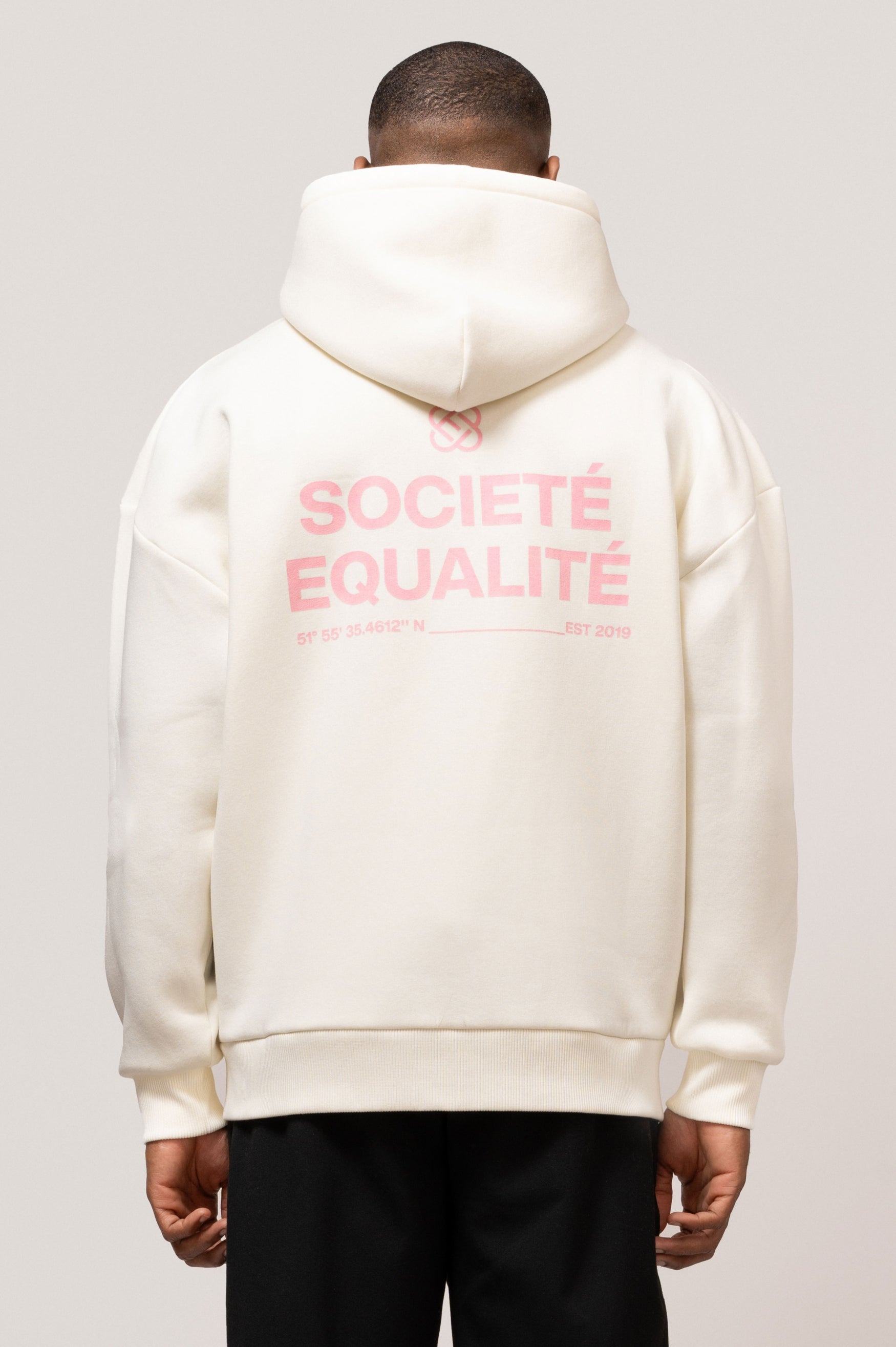 SOCIETÉ OVERSIZED FULL ZIP HOODIE | OFF-WHITE & PINK