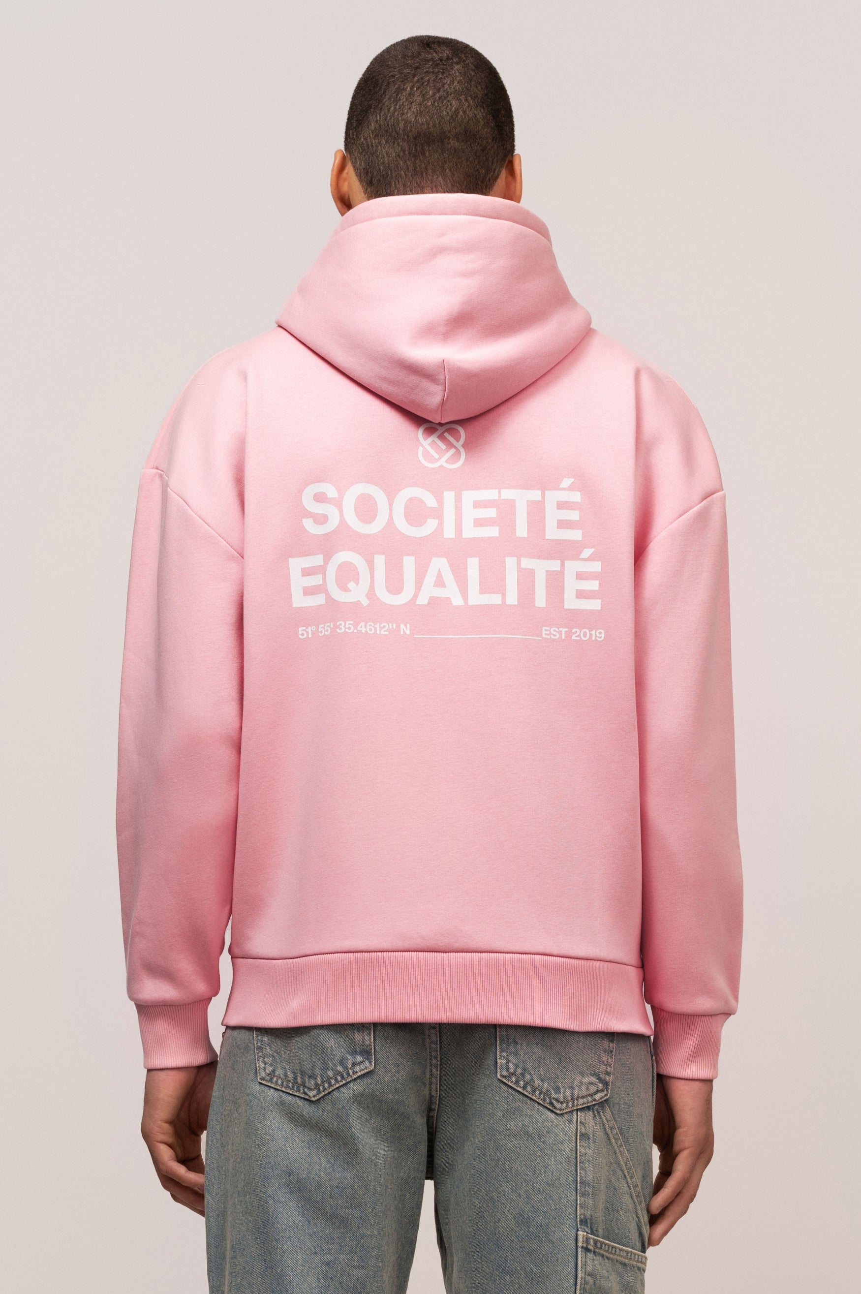 SOCIETÉ OVERSIZED FULL ZIP HOODIE | PINK & OFF-WHITE