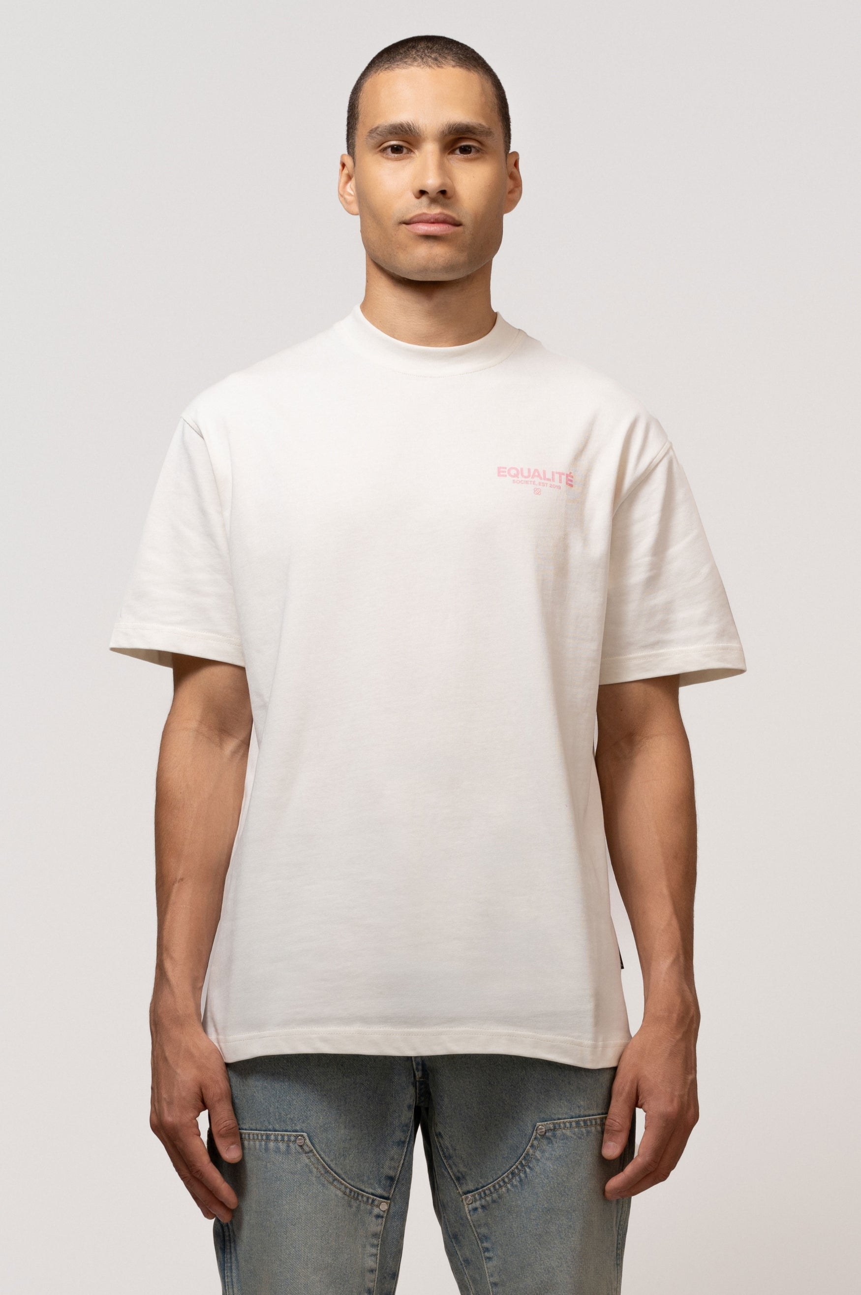 SOCIETÉ OVERSIZED TEE | OFF WHITE & PINK