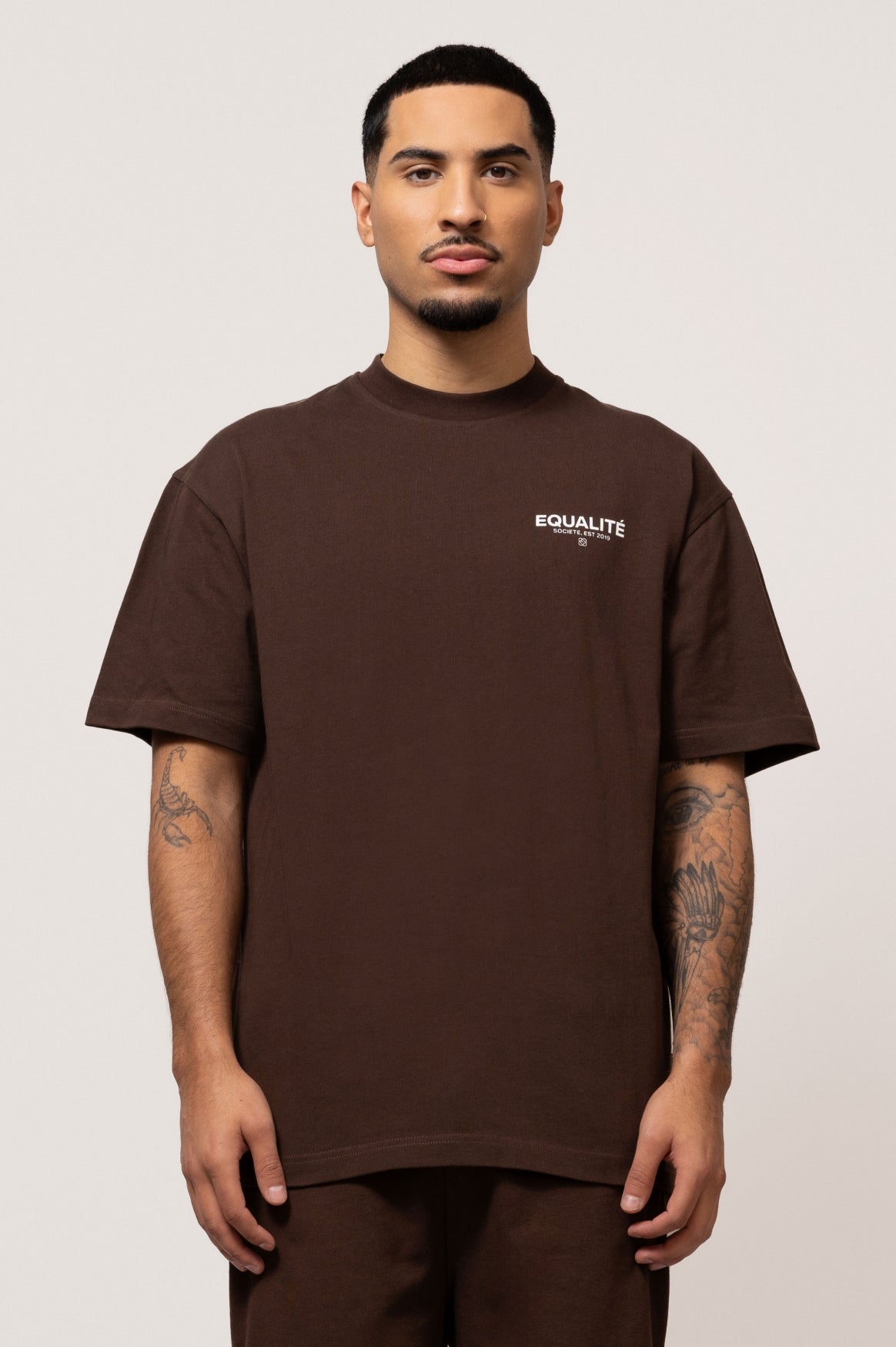 SOCIETÉ OVERSIZED TEE | BROWN & OFF-WHITE