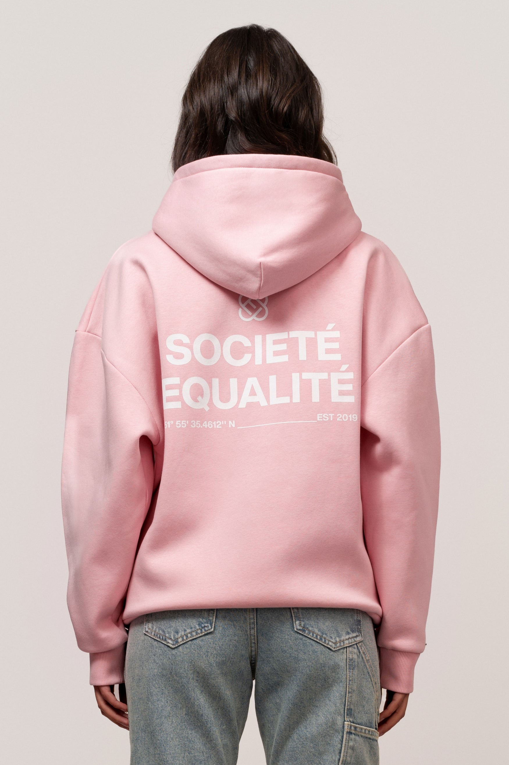 SOCIETÉ OVERSIZED FULL ZIP HOODIE | PINK & OFF WHITE