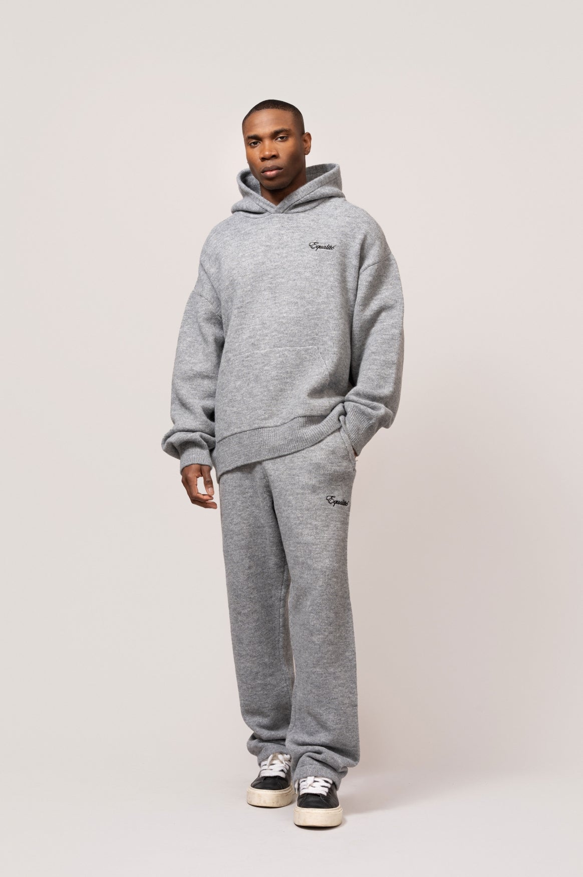 FLUFFY KNIT HOODIE | GREY