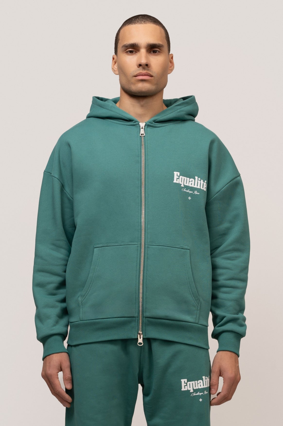 MIRAGE OVERSIZED FULL ZIP HOODIE | PETROL GREEN