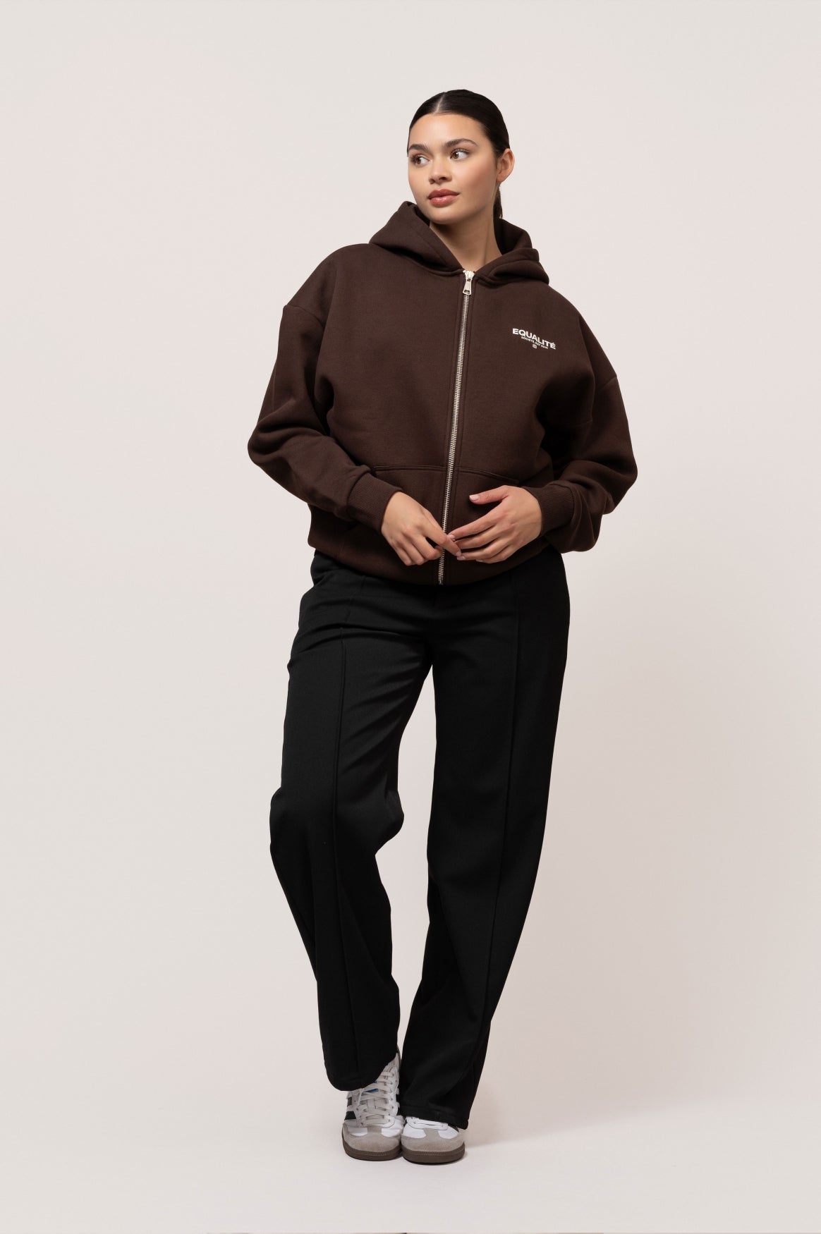 SOCIETÉ OVERSIZED FULL ZIP HOODIE | BROWN