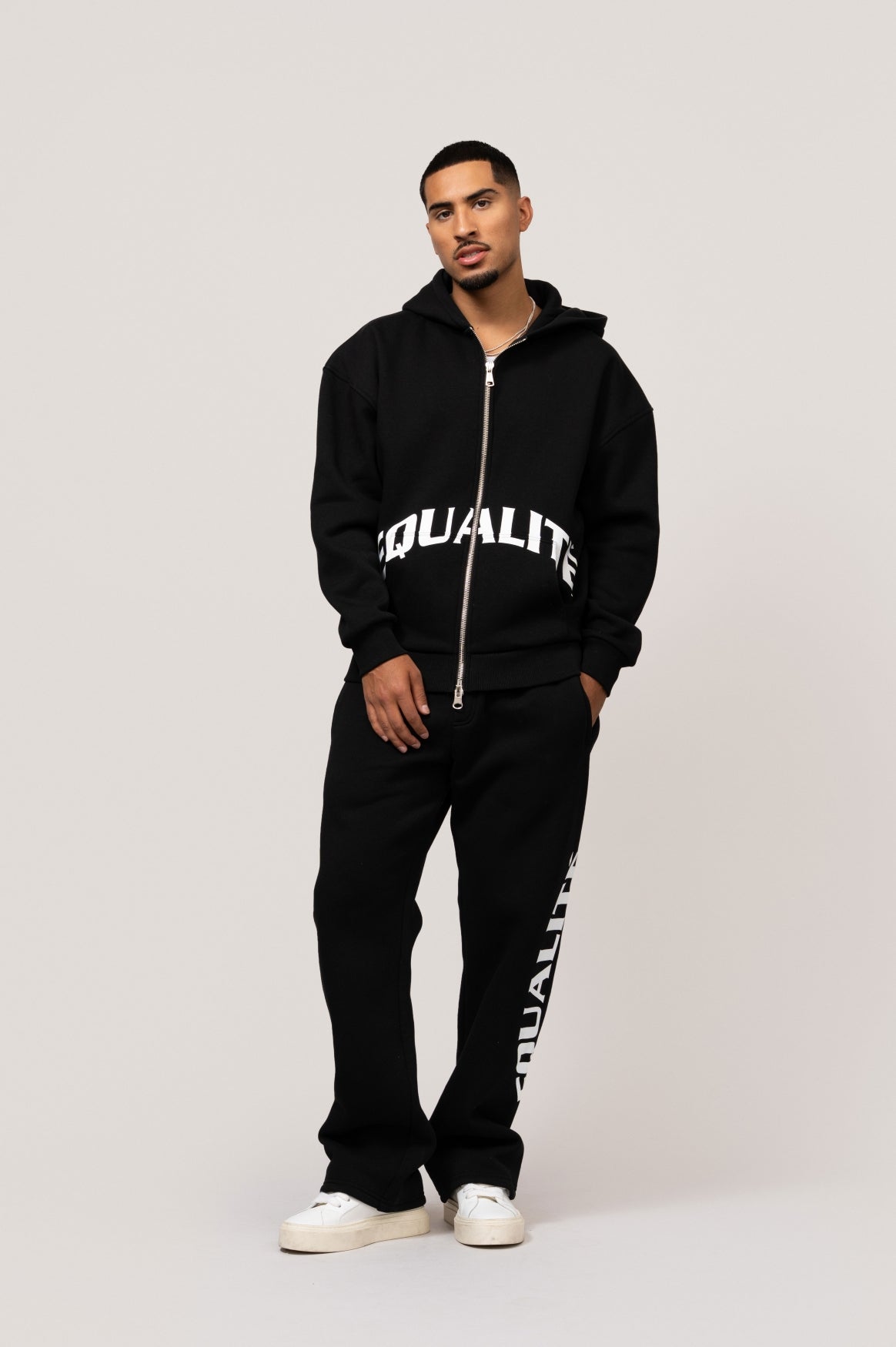 VARSITY FULL ZIP HOODIE | BLACK