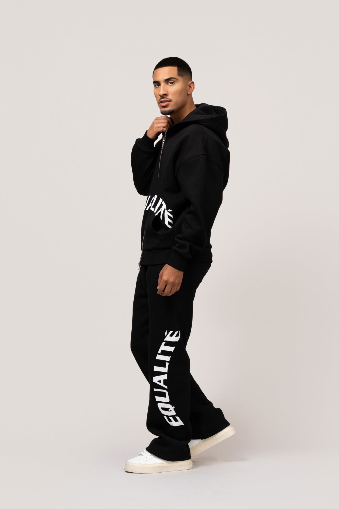 VARSITY FULL ZIP HOODIE | BLACK