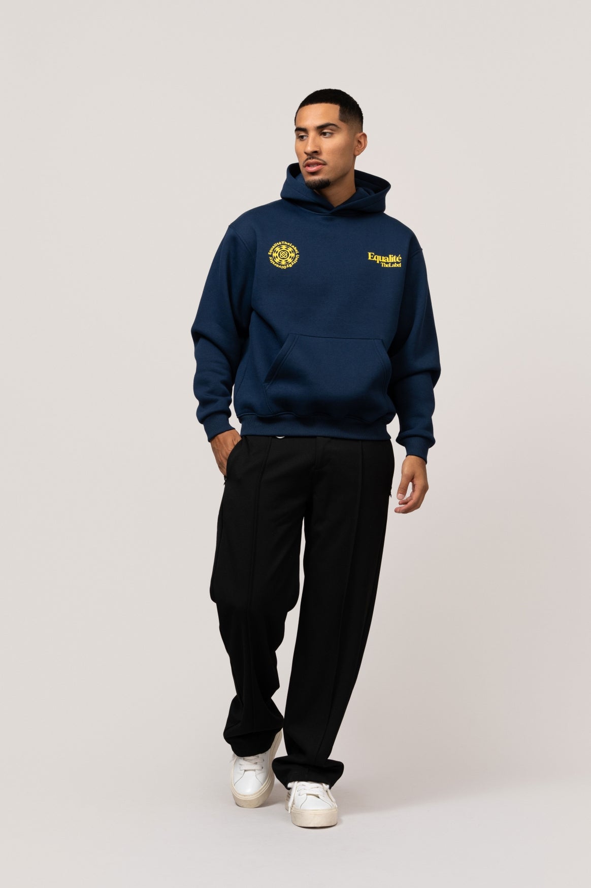 VERITY OVERSIZED HOODIE | NAVY & YELLOW