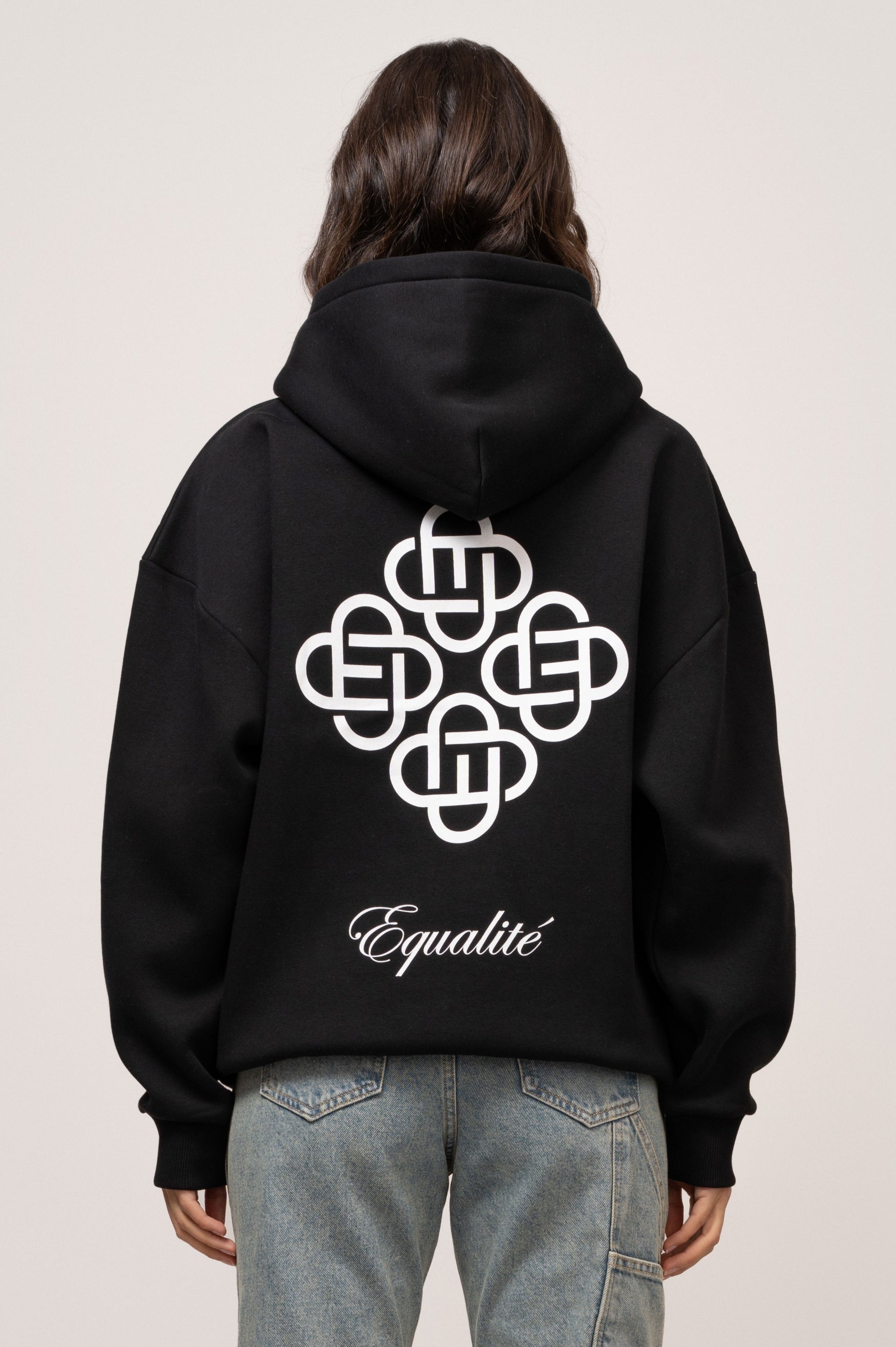 SYMBOL OVERSIZED FULL ZIP HOODIE | BLACK & WHITE