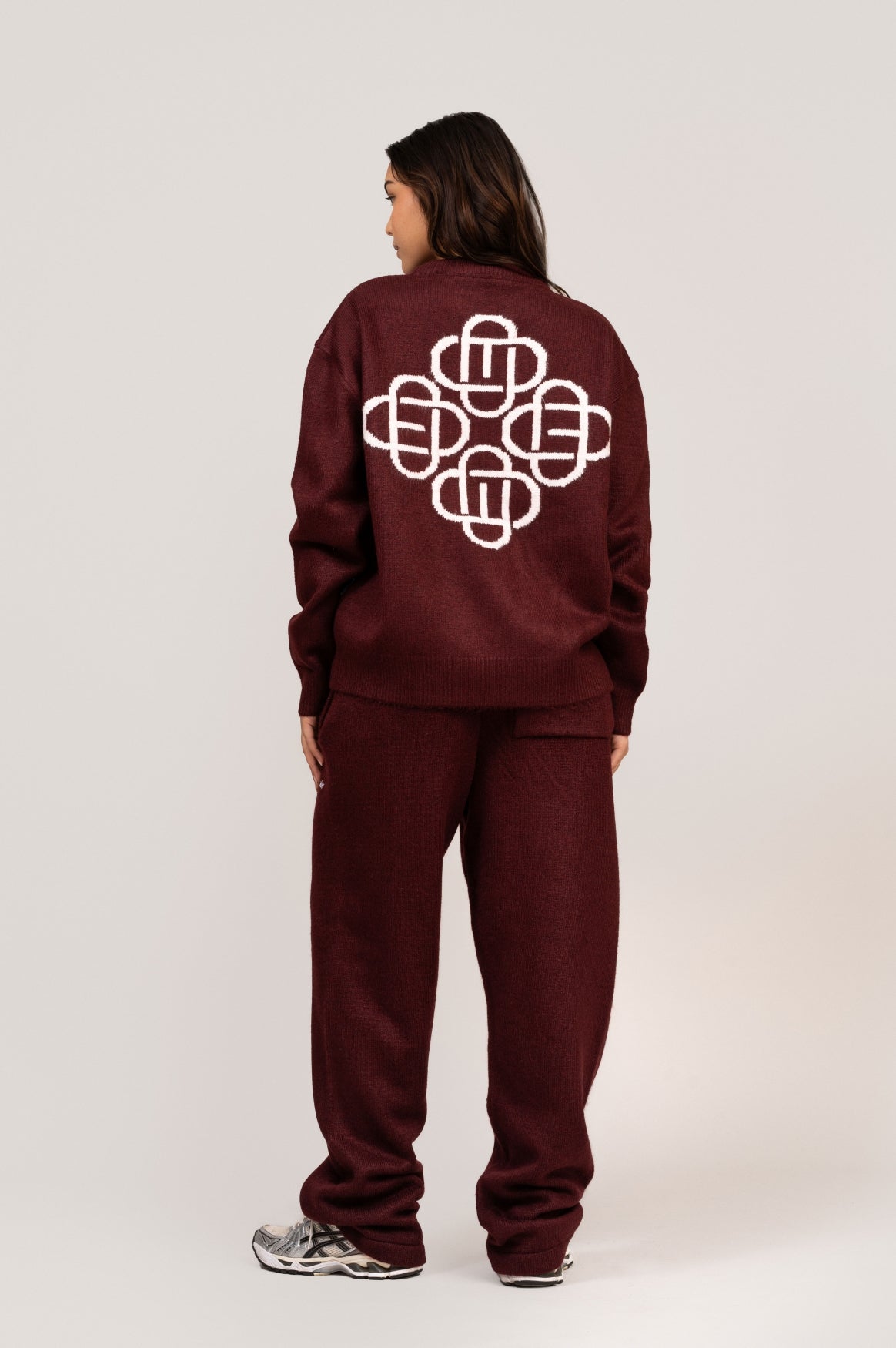 Fluffy Knit Straight Fit Pants | Burgundy