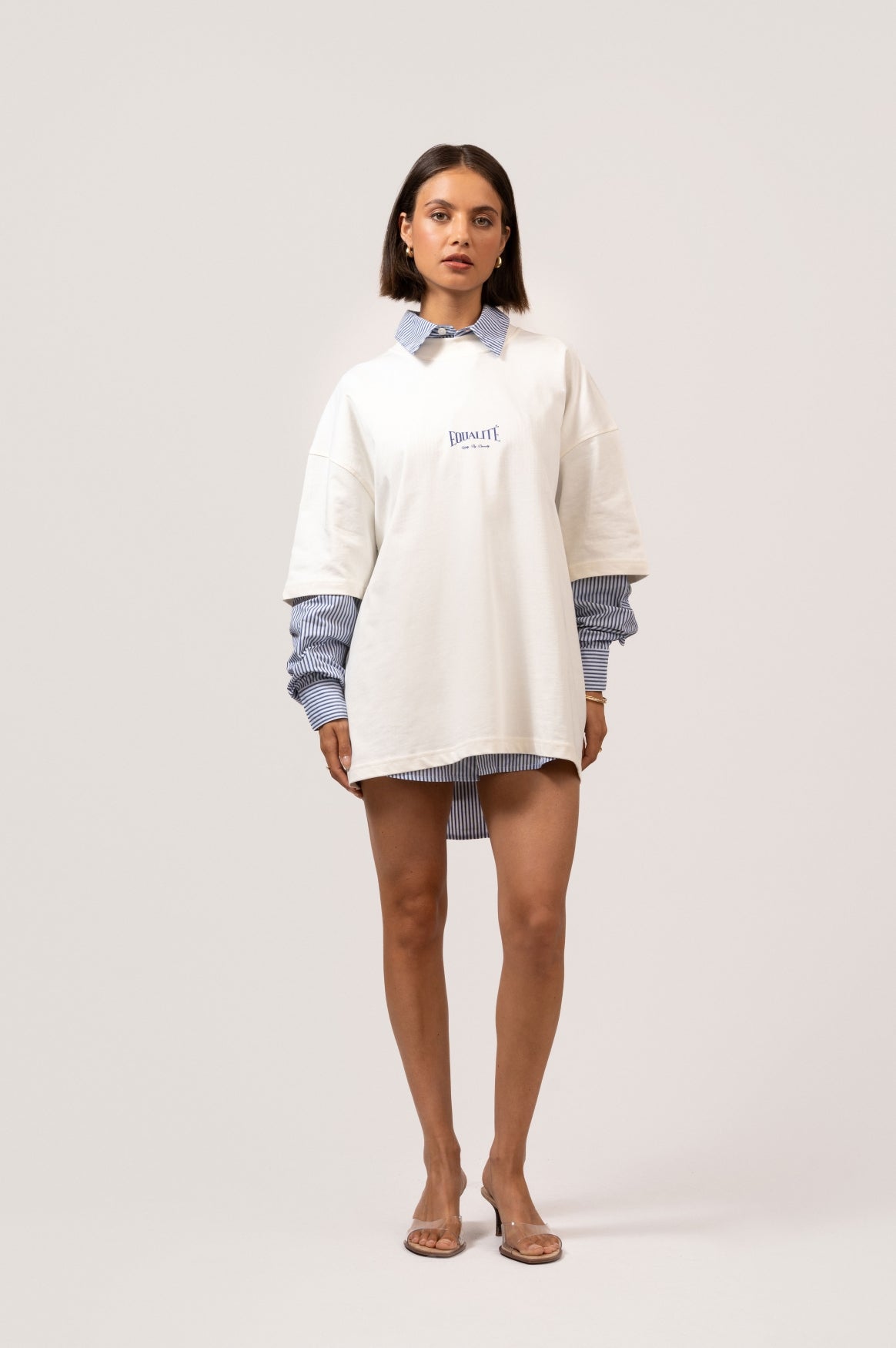 CHLOÉ BOXY TEE | OFF WHITE & BLUE
