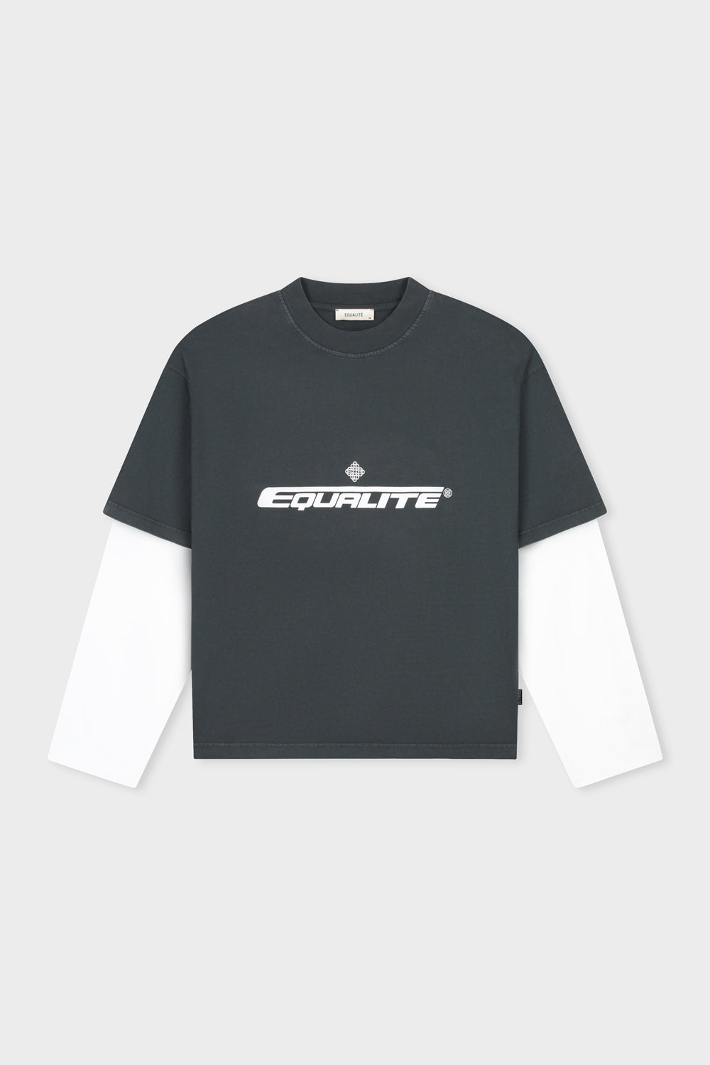 ENZO DOUBLE LAYER LONGSLEEVE TEE | WASHED BLACK & WHITE