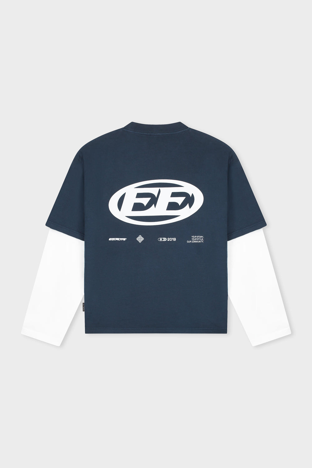 ENZO DOUBLE LAYER LONGSLEEVE TEE | WASHED NAVY & WHITE