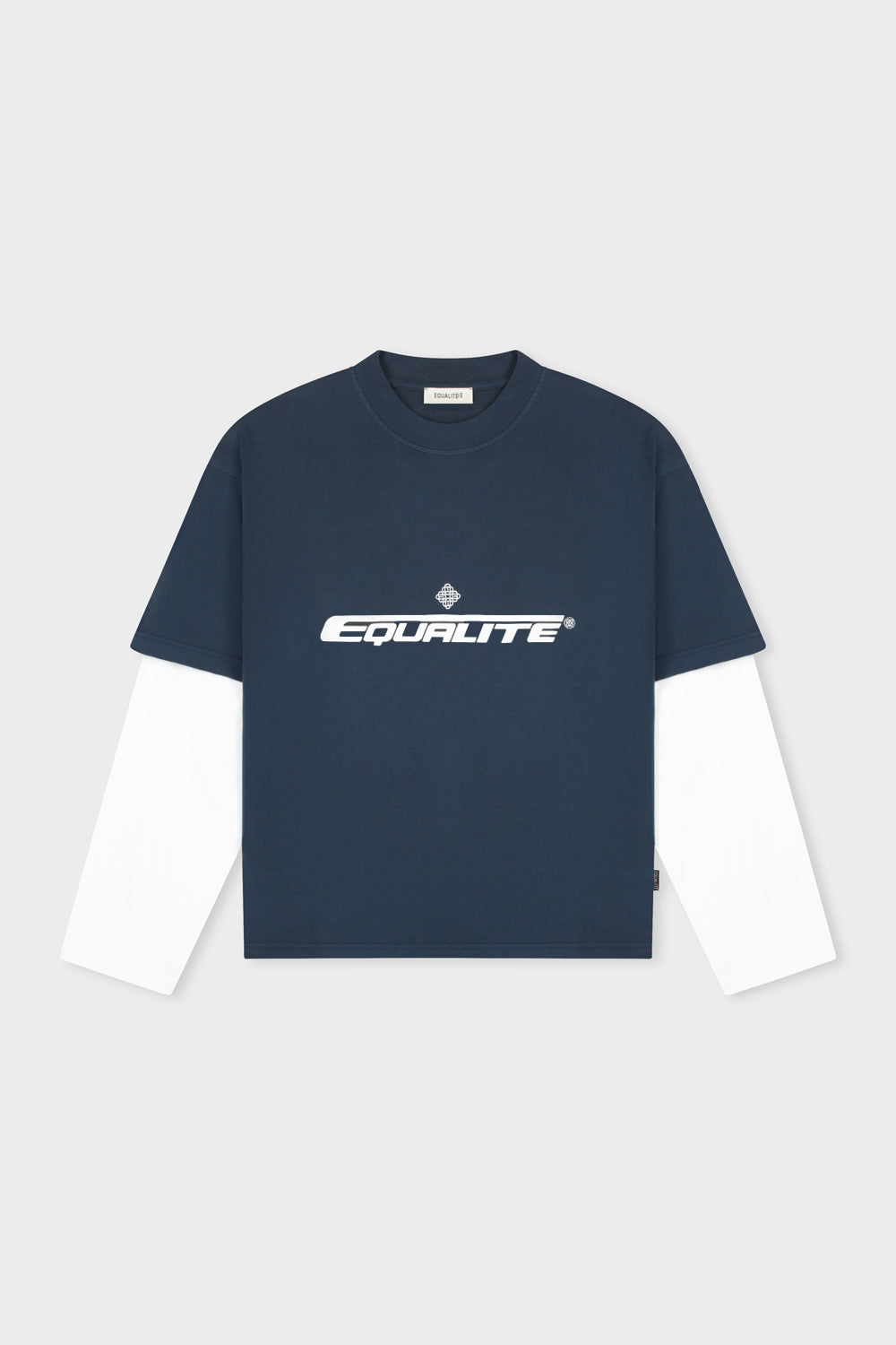 ENZO DOUBLE LAYER LONGSLEEVE TEE | WASHED NAVY & WHITE