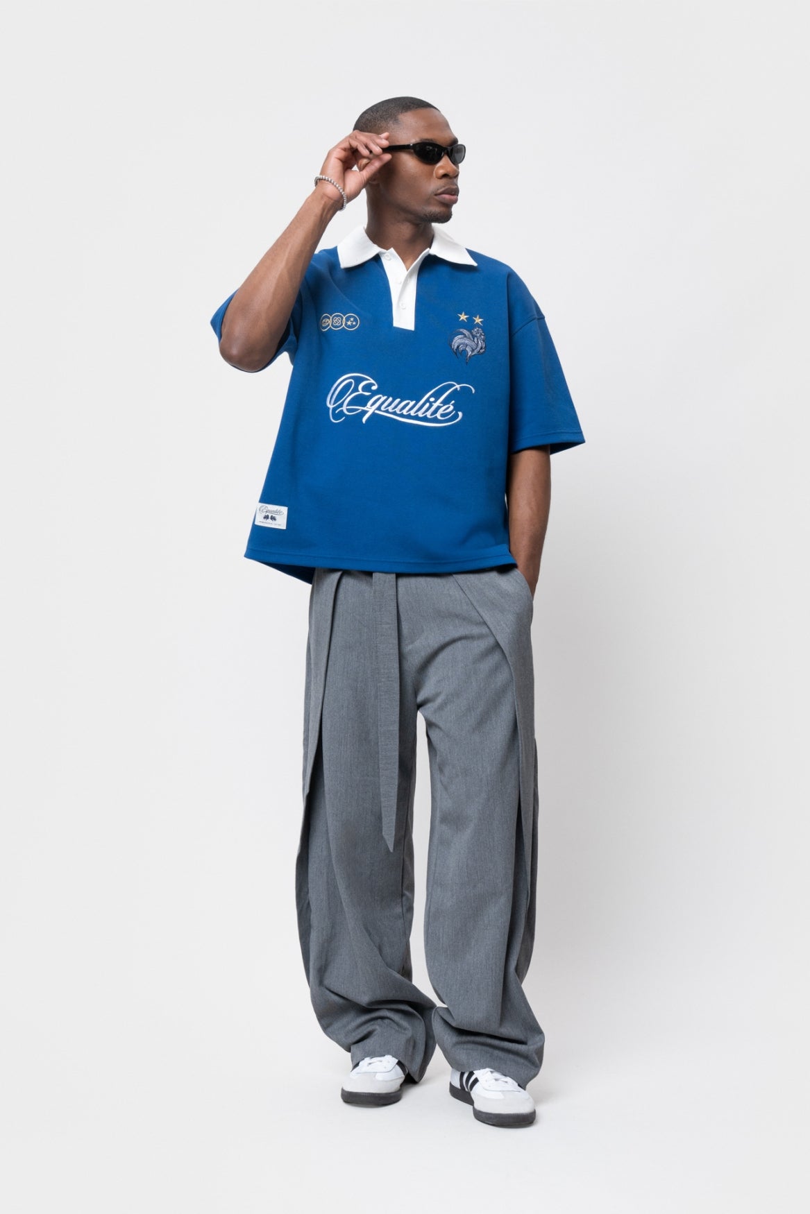 FRANCE OVERSIZED JERSEY POLO | NAVY & WHITE