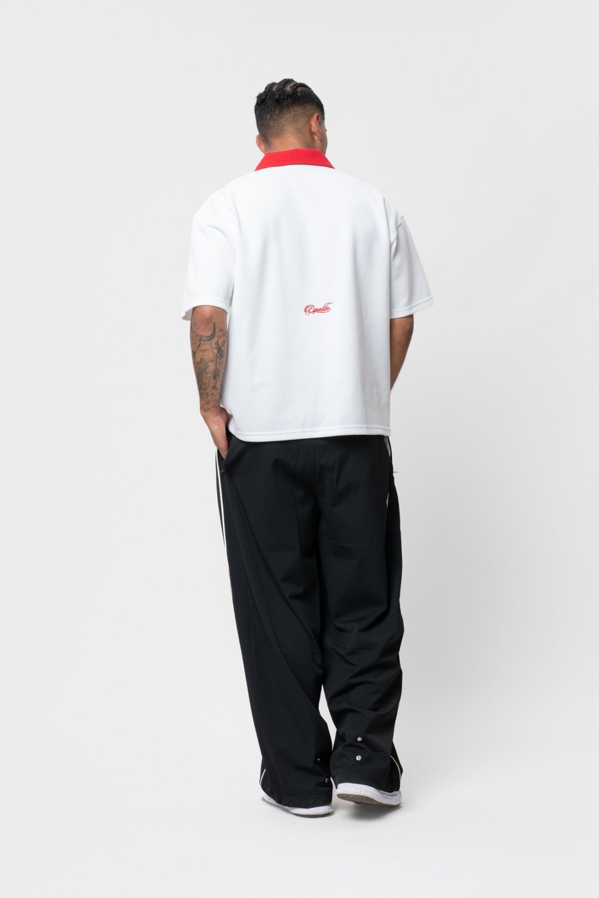 TURKEY OVERSIZED JERSEY POLO | OFF-WHITE & RED