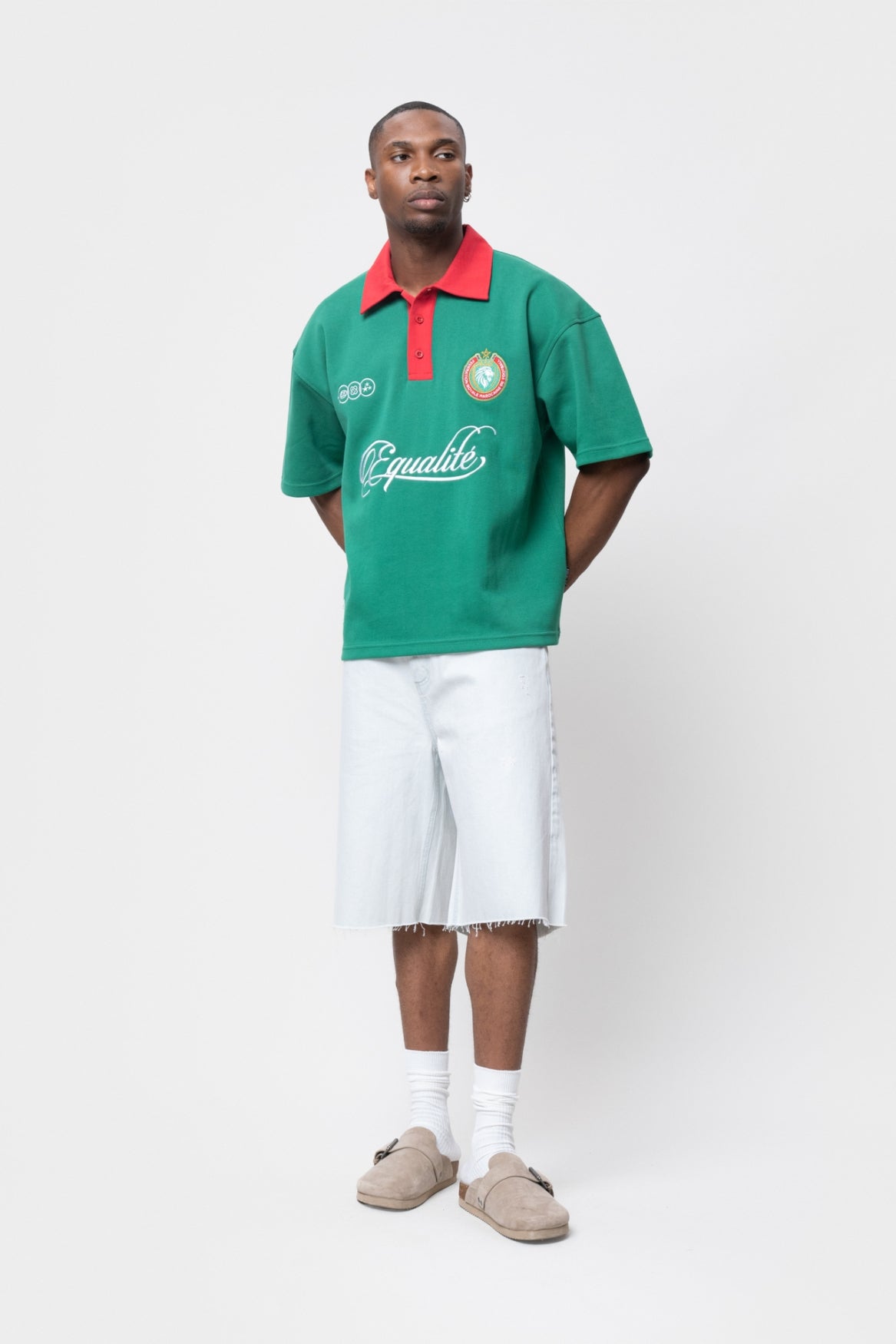 MOROCCO OVERSIZED JERSEY POLO | GREEN & RED