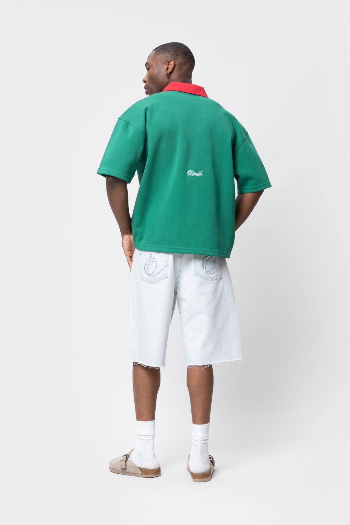 MOROCCO OVERSIZED JERSEY POLO | GREEN & RED