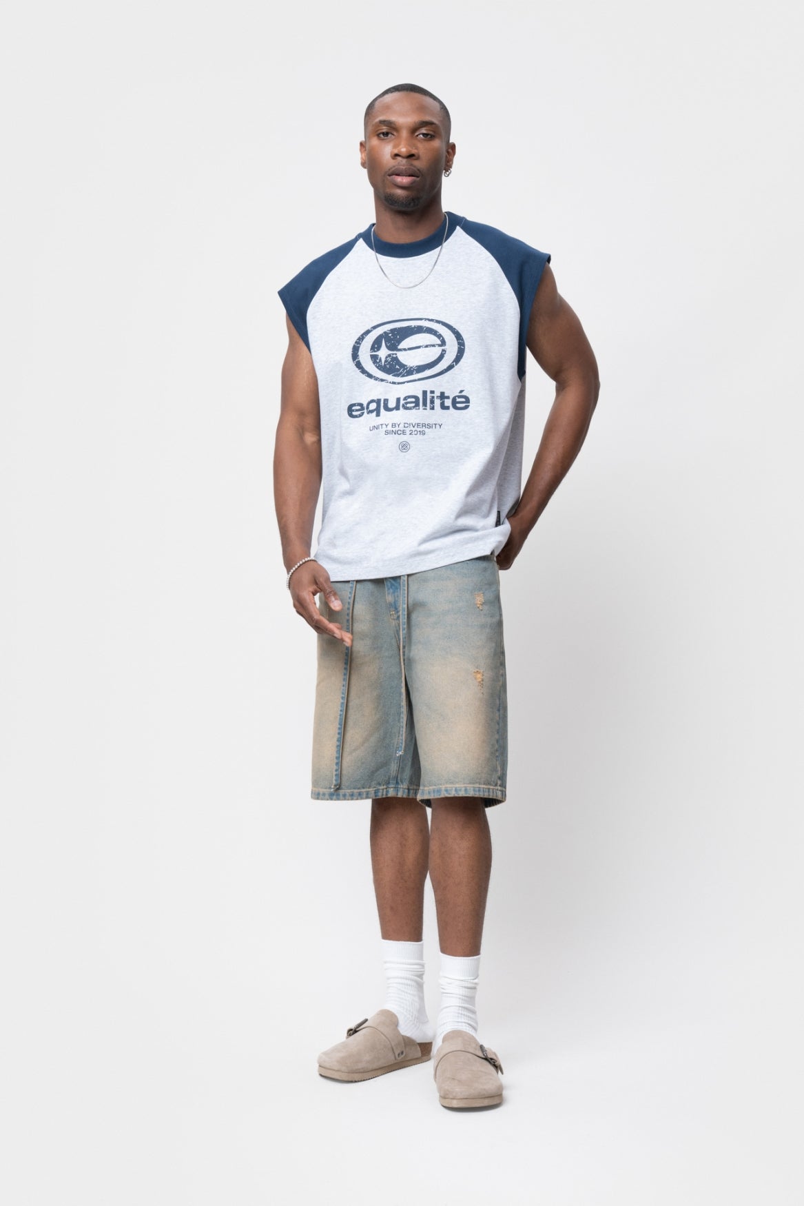 ELAN RAGLAN TANKTOP | MELANGE GREY & NAVY